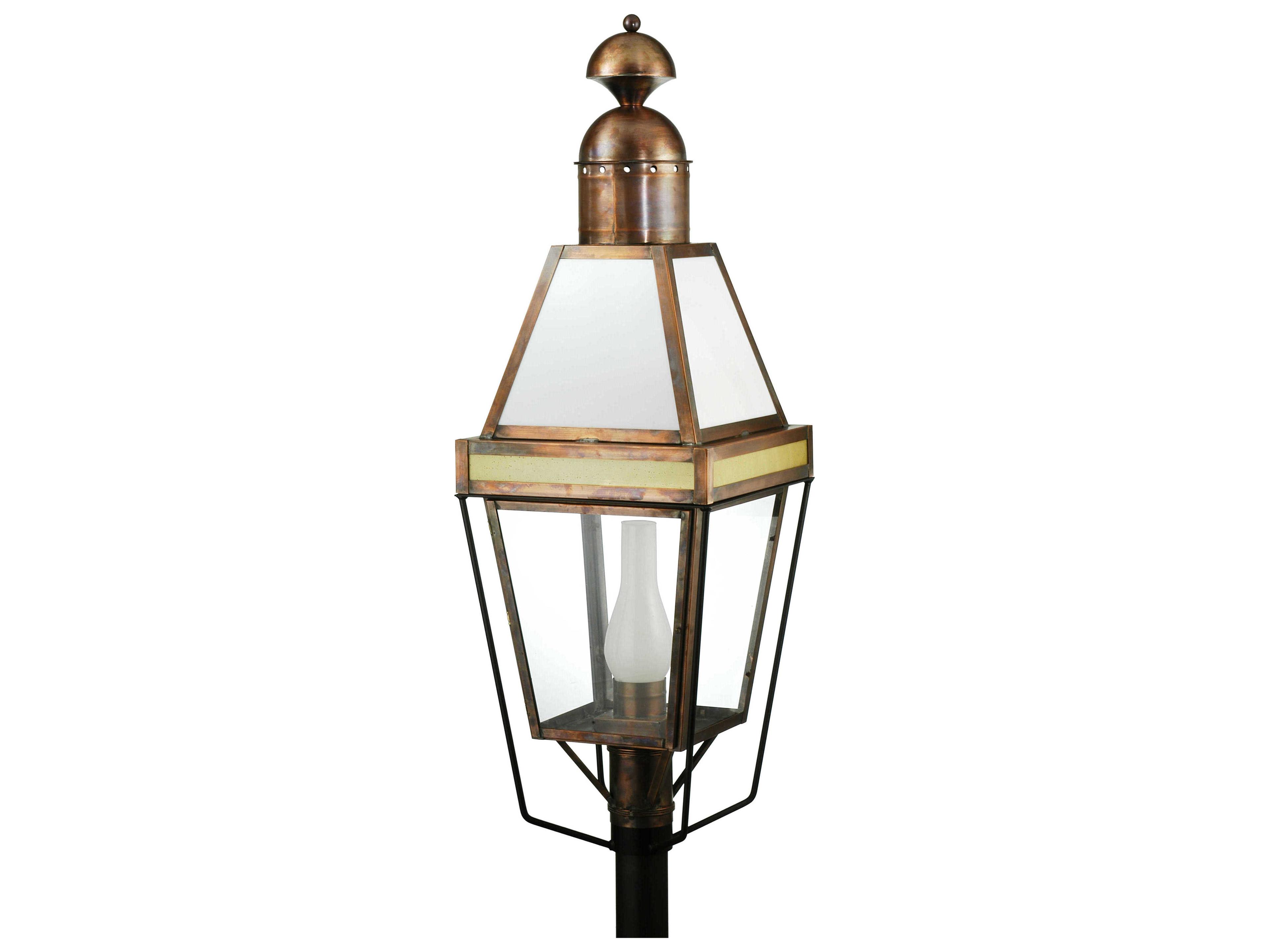 Hancock Lantern Lexan Lenses Antique Copper Outdoor Post Mount Light
