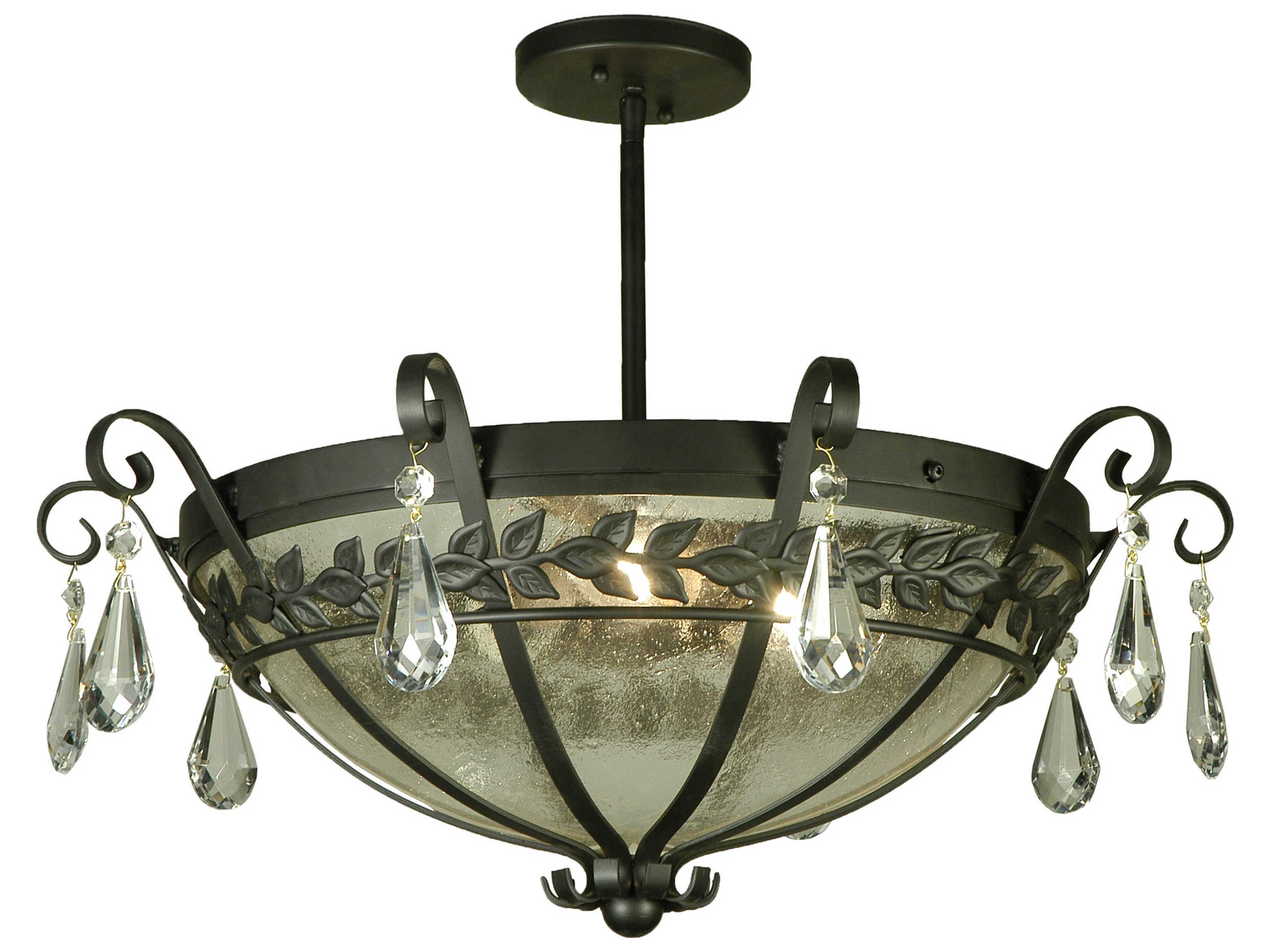 Florentine 3-Light Black Crystal Bowl Semi Flush Mount