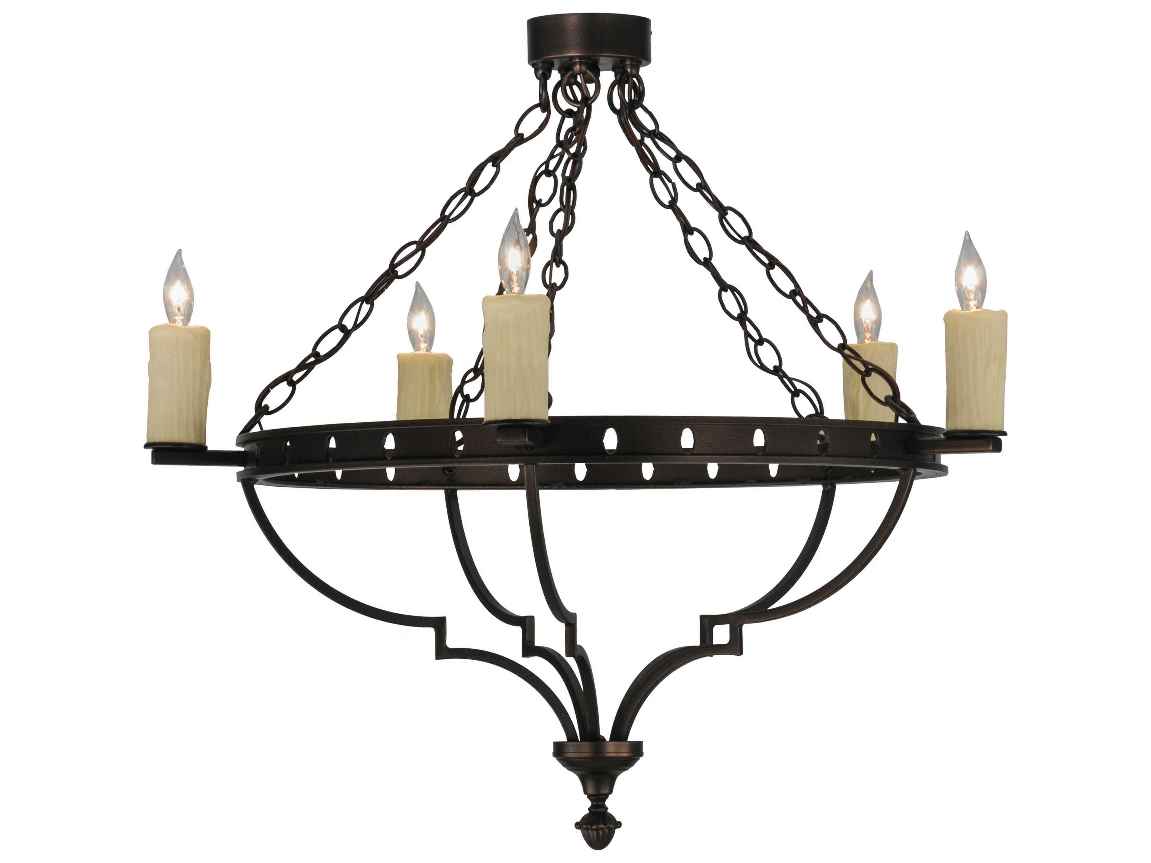 Victorian 5-Light Bronze Semi Flush Mount