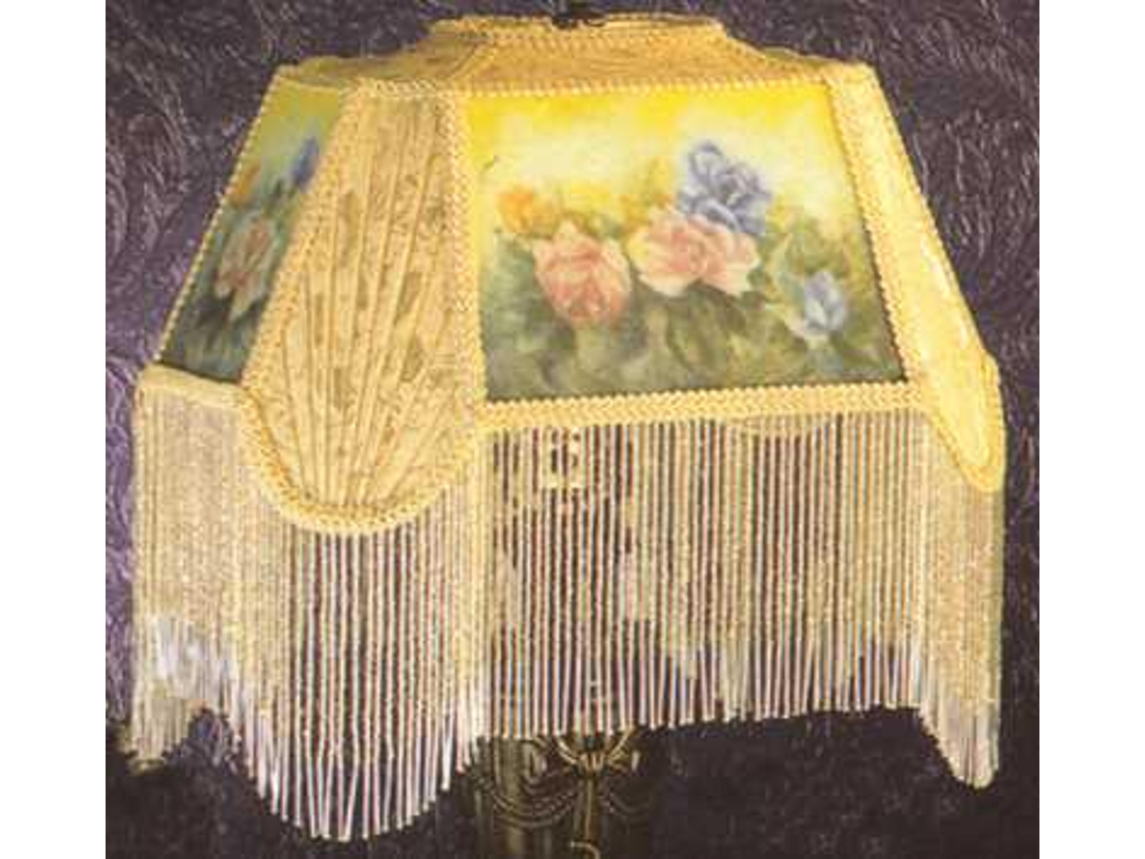 Reverse Painted Roses Fabric with Fringe Shade