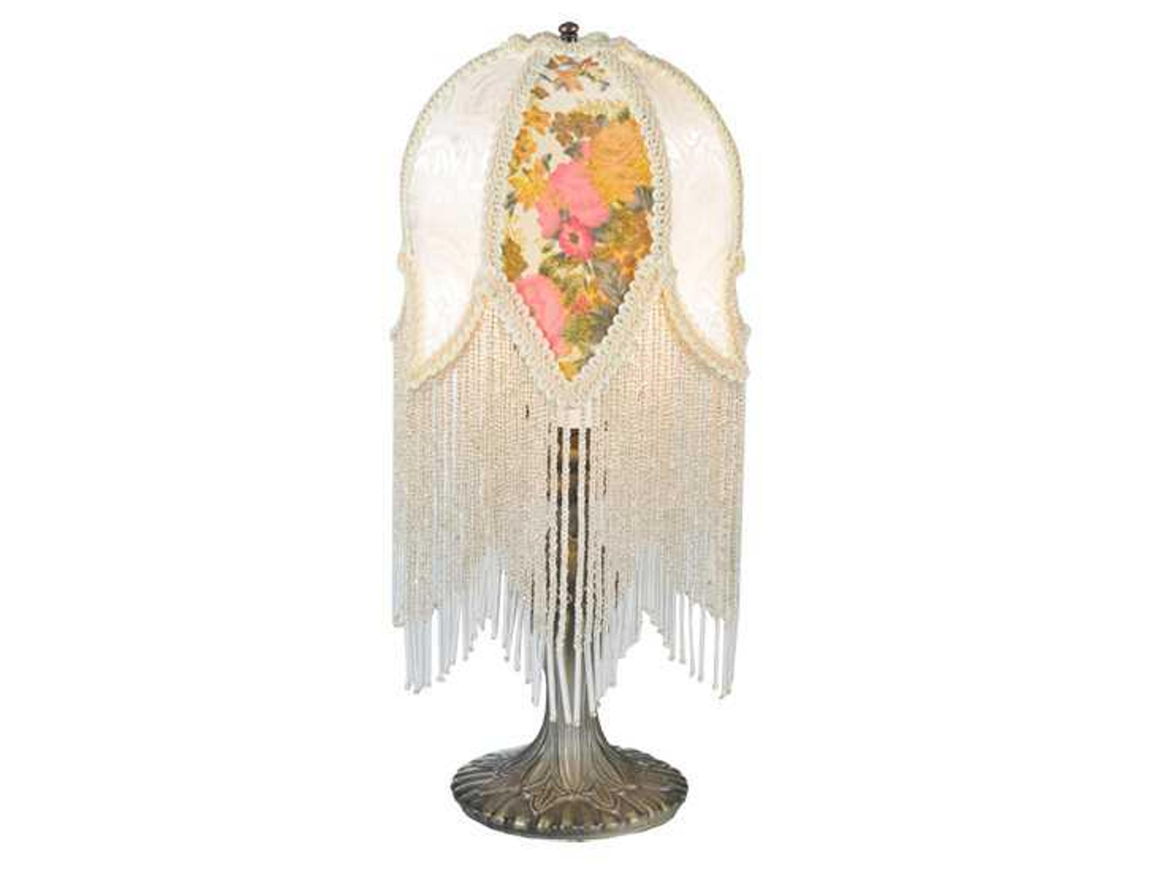 Fabric & Fringe Victorian Tulip Accent Gray Table Lamp