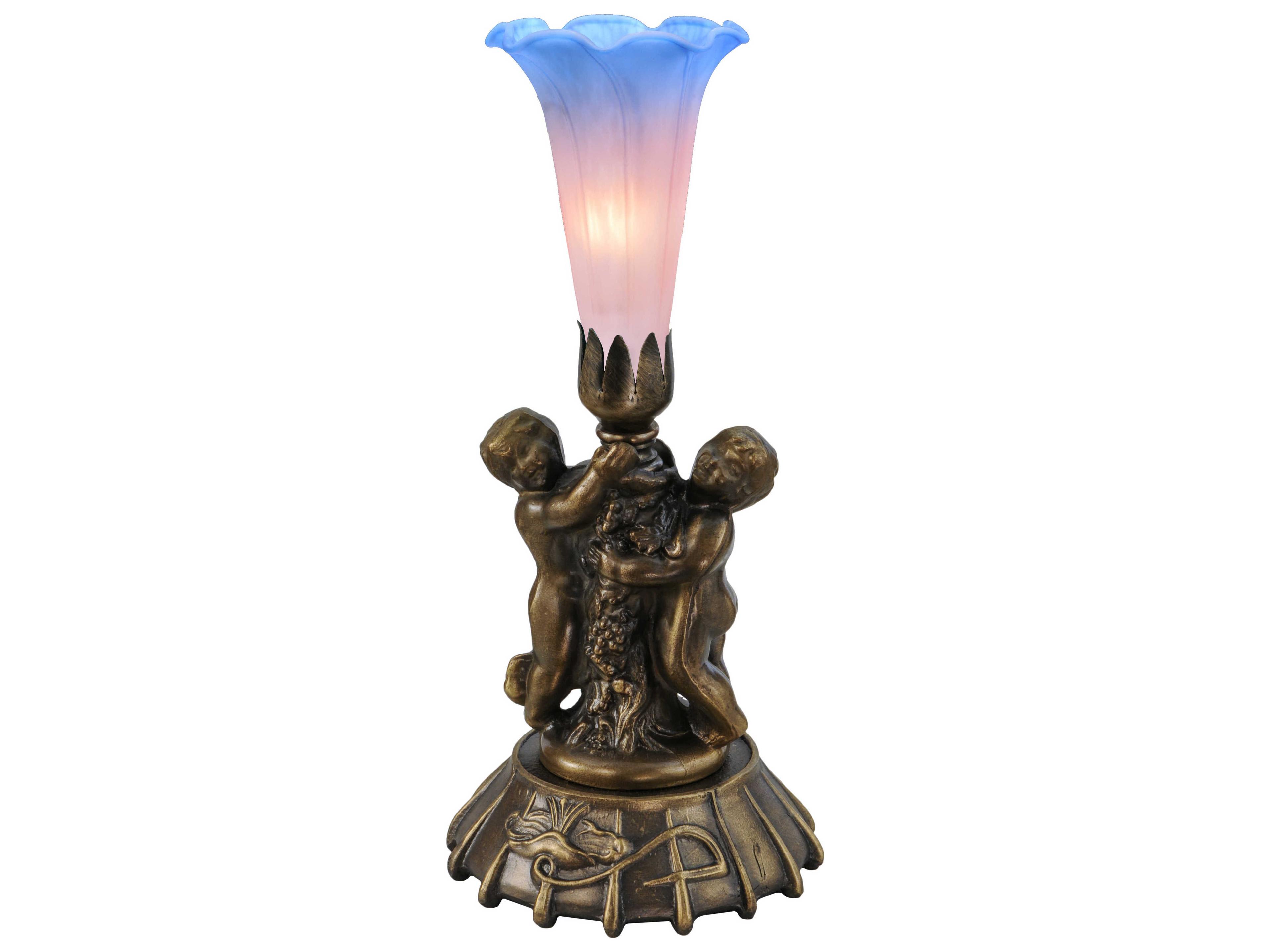 Twin Cherub Pond Lily Mini Table Lamp