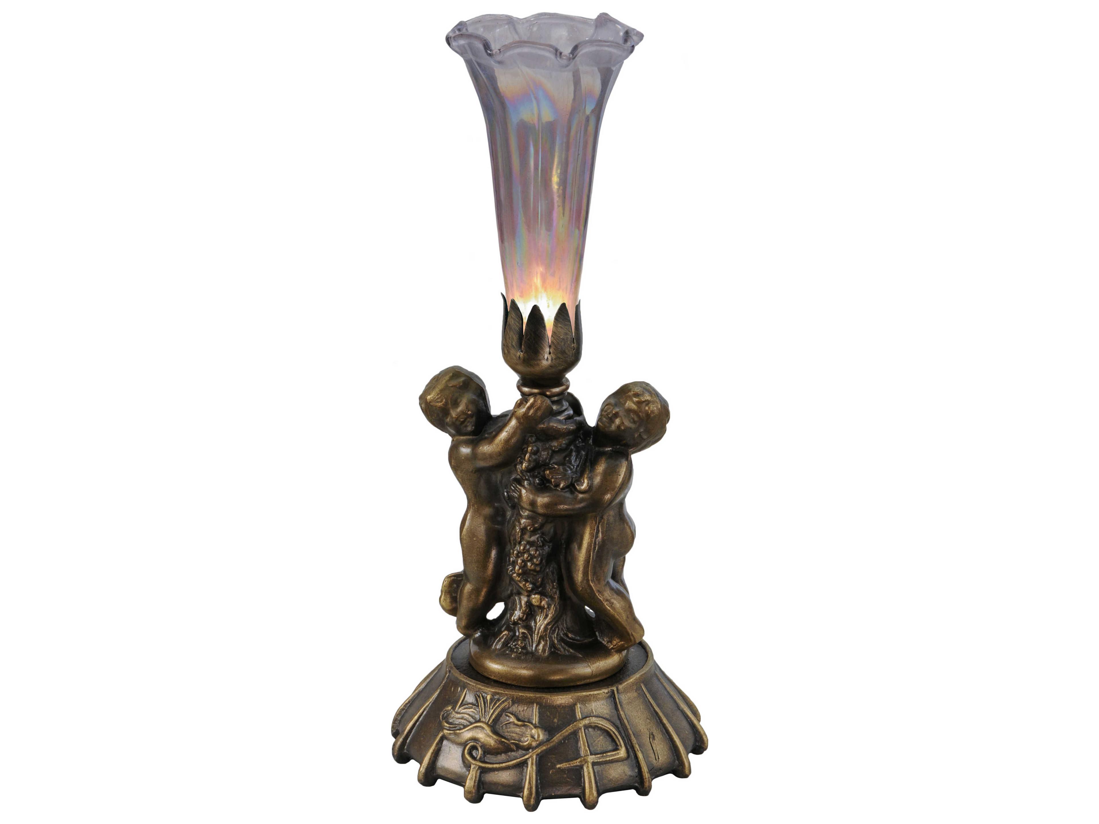 Twin Cherub Pond Lily Purple Mini Table Lamp