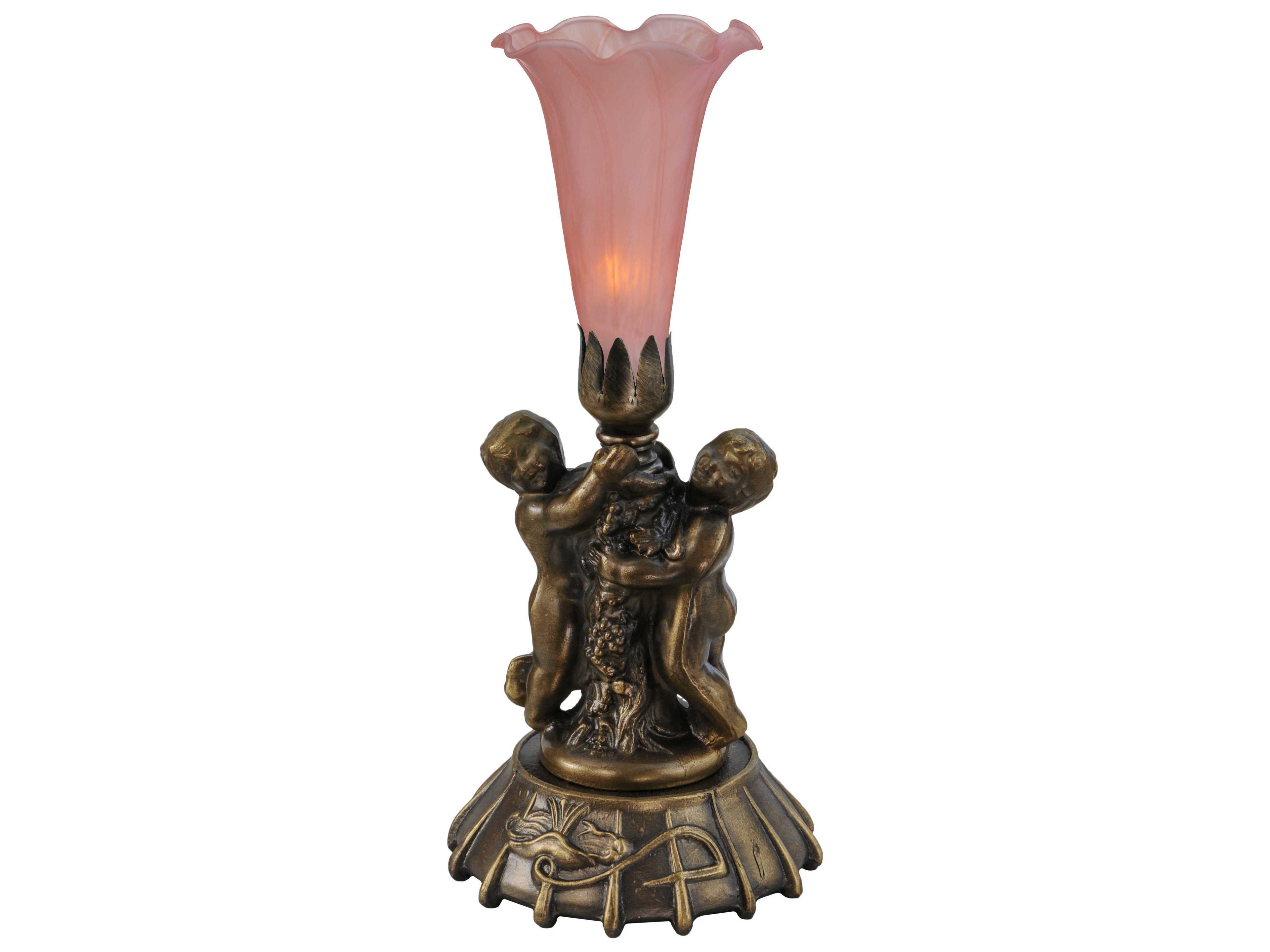 Twin Cherub Pond Lily Mini Pink Table Lamp
