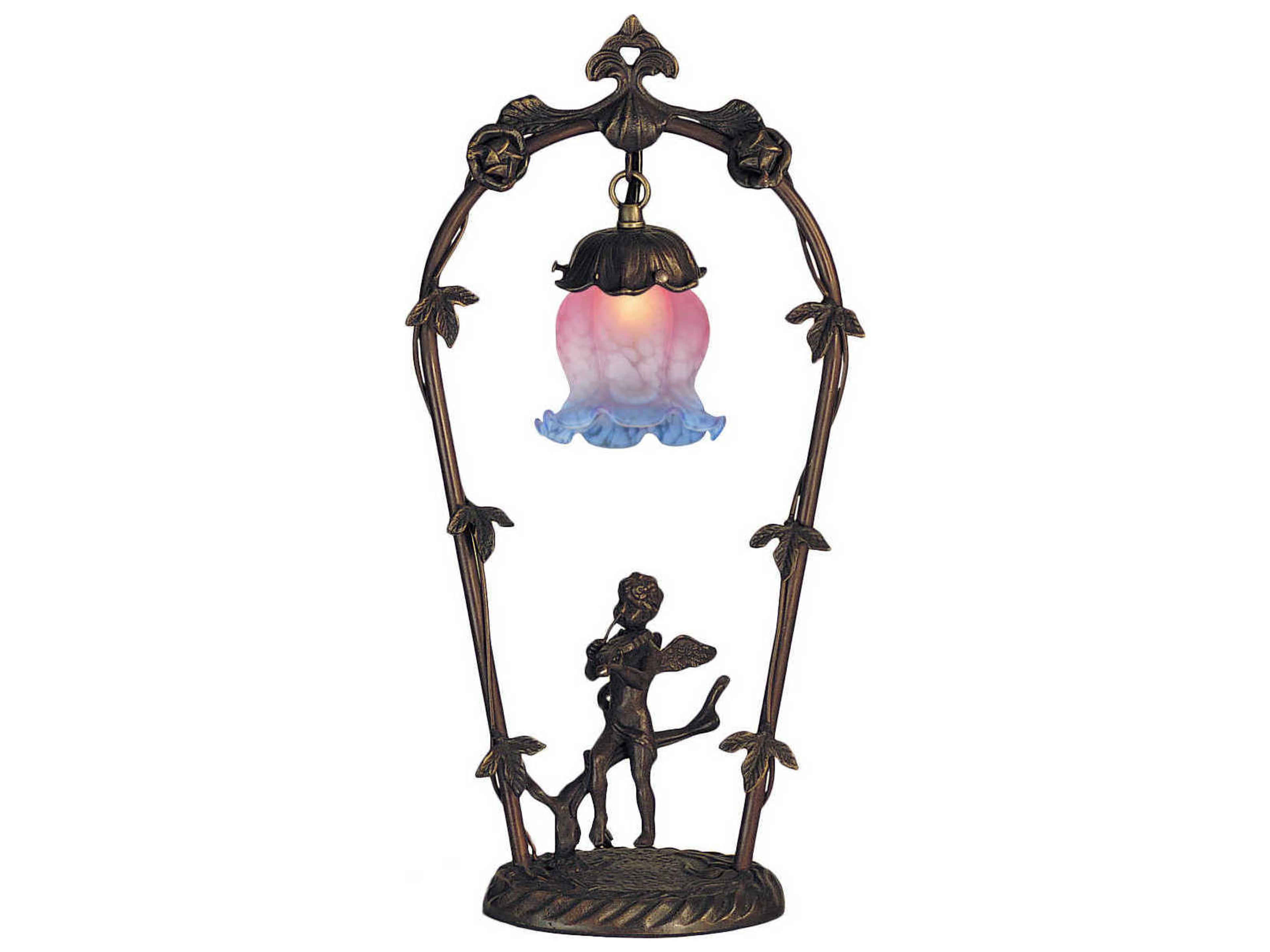 Cherub with Violin Accent Black Table Lamp