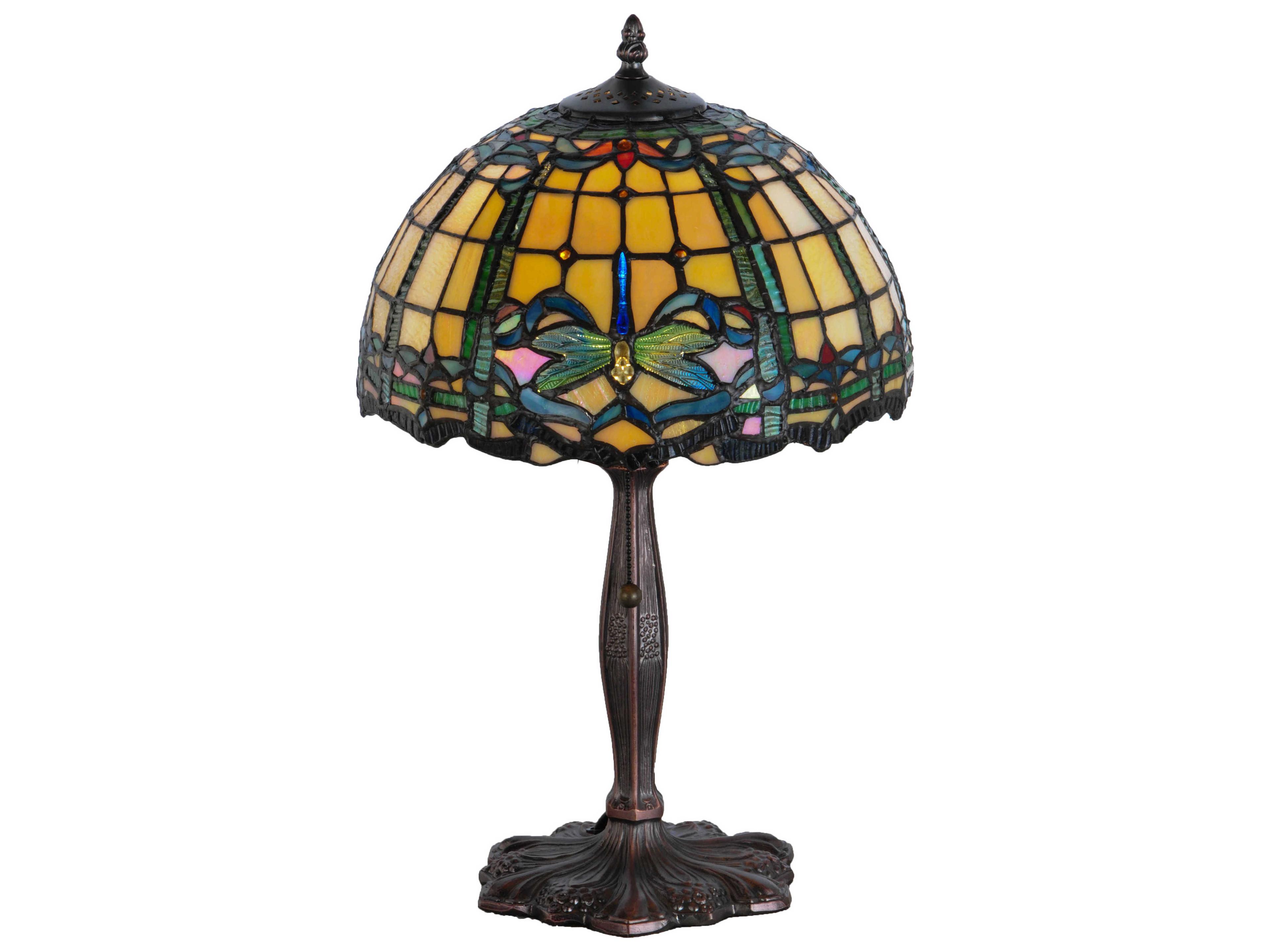 Dragonfly Accent Bronze Tiffany Table Lamp