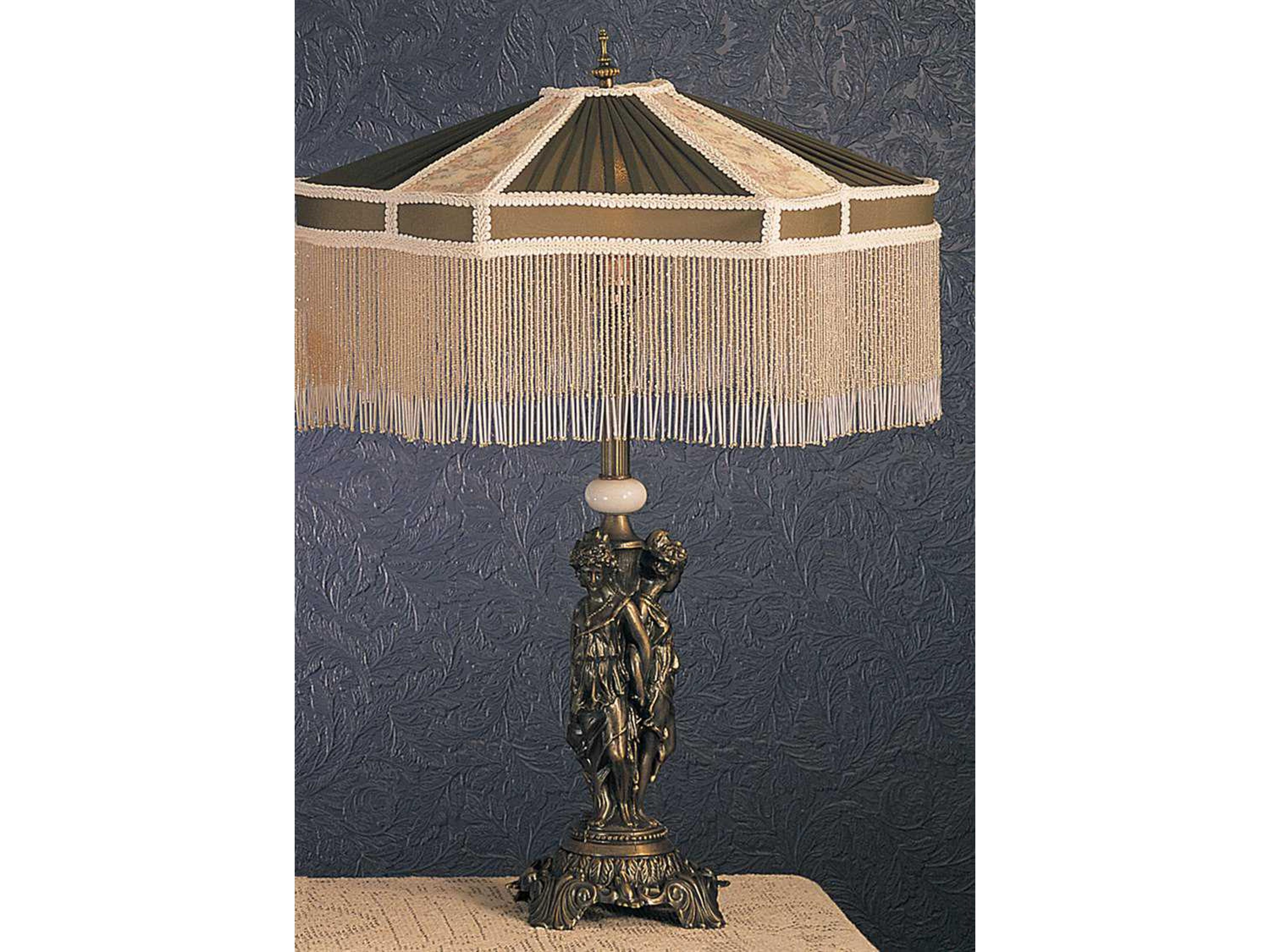 Fabric & Fringe Persian Green Table Lamp