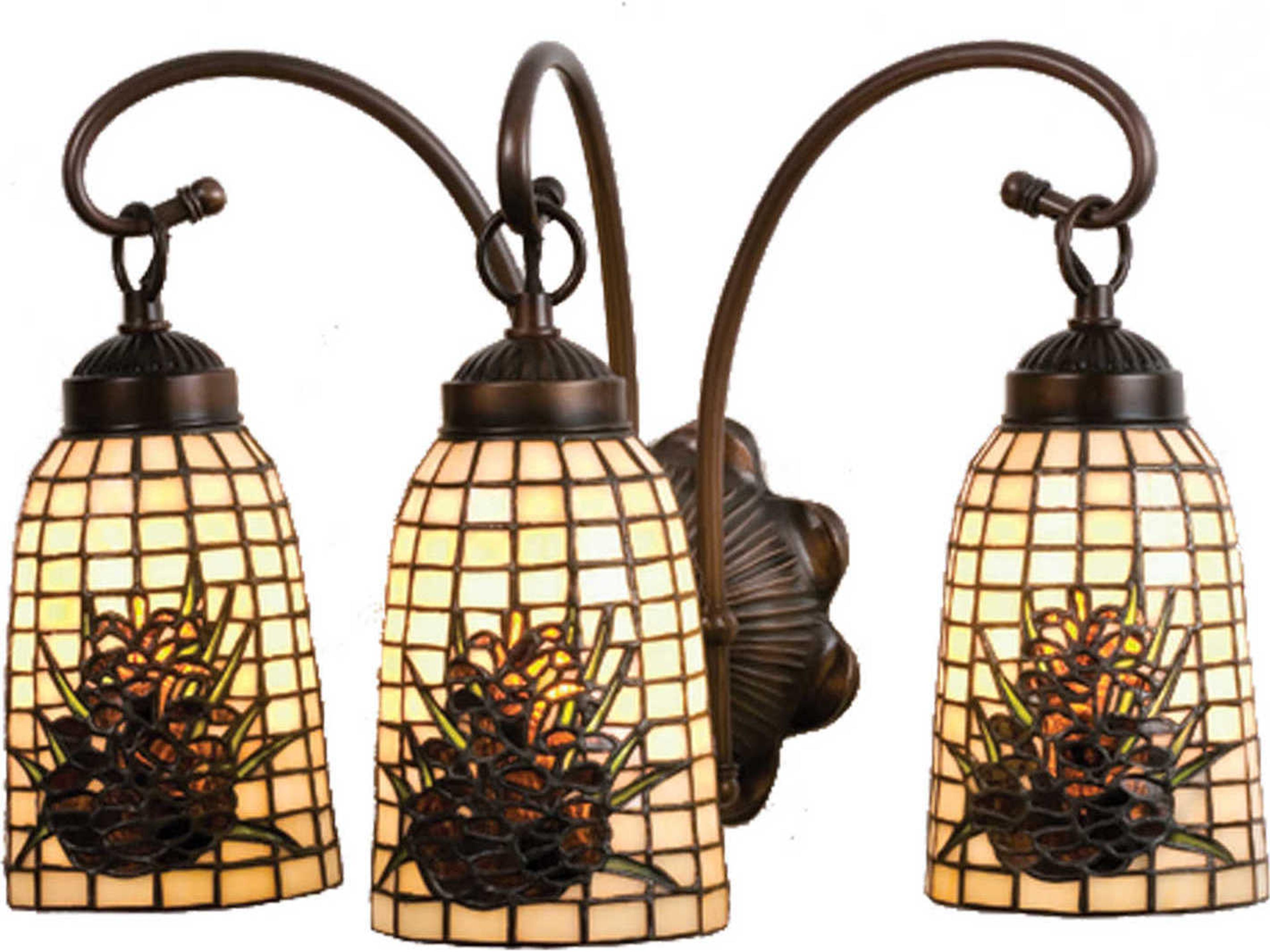 Victorian 3-Light Bronze Tiffany Vanity Light
