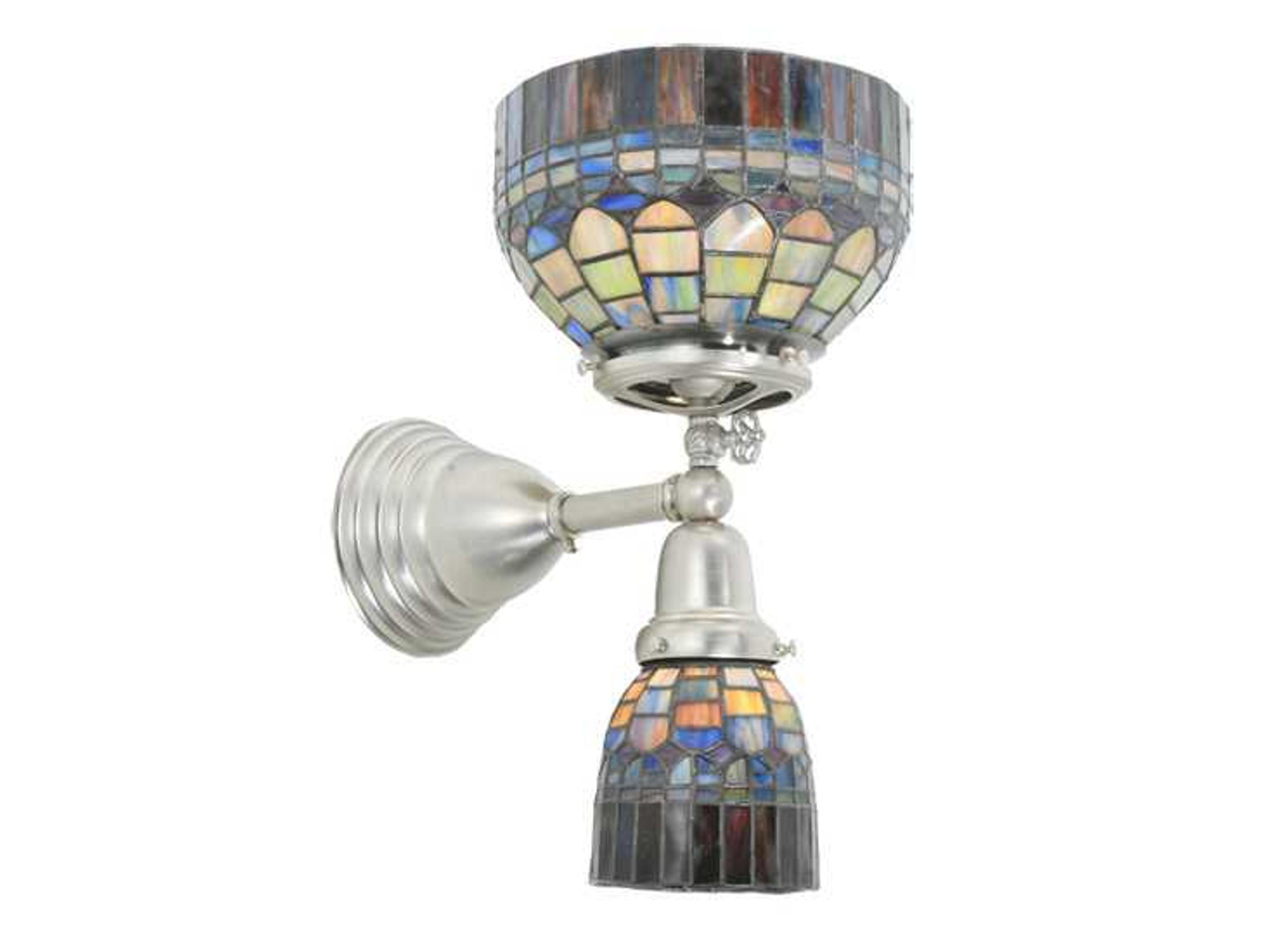 Victorian 2-Light Nickel Tiffany Wall Sconce