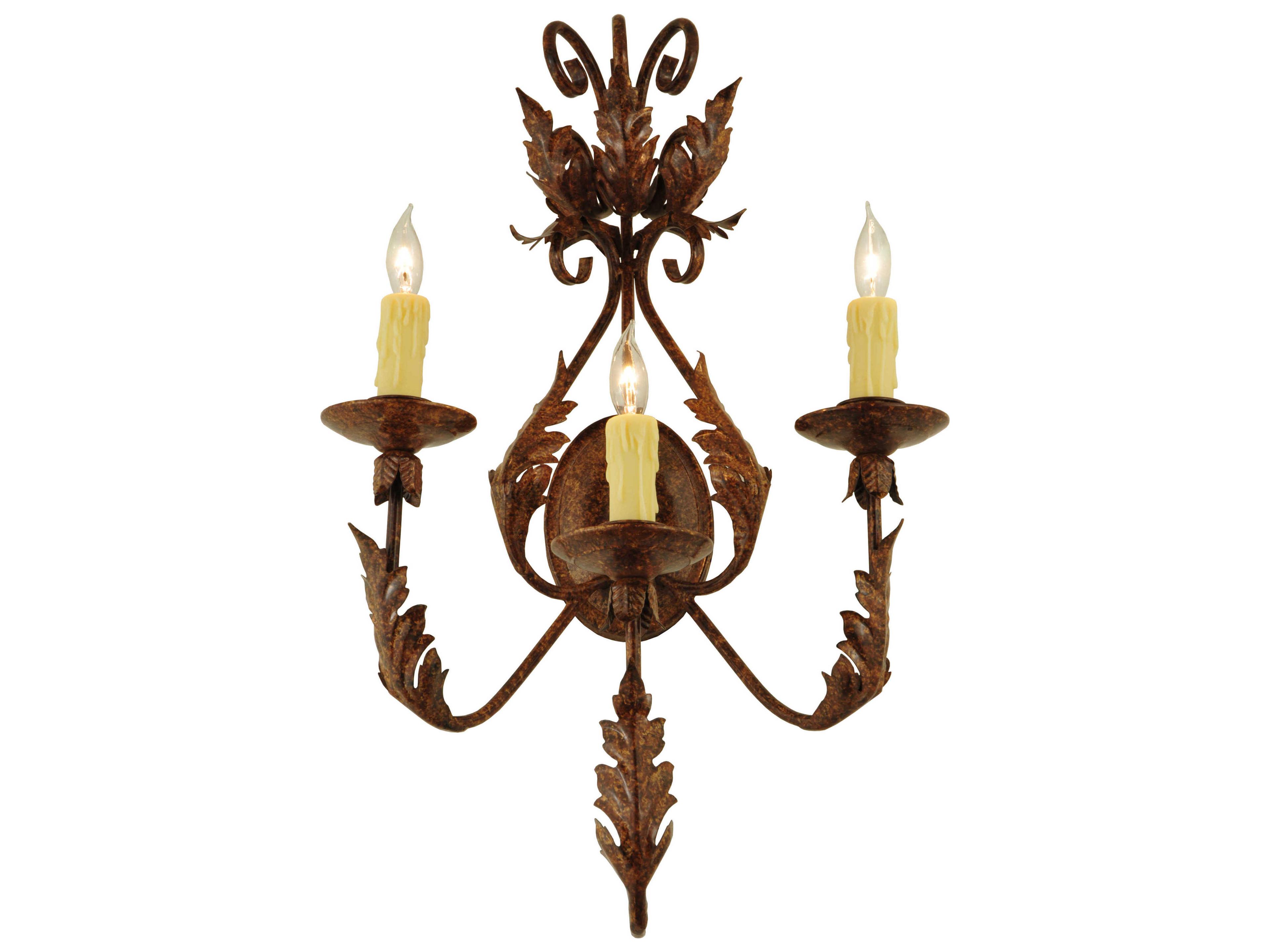 French Elegance 3-Light Brown Wall Sconce