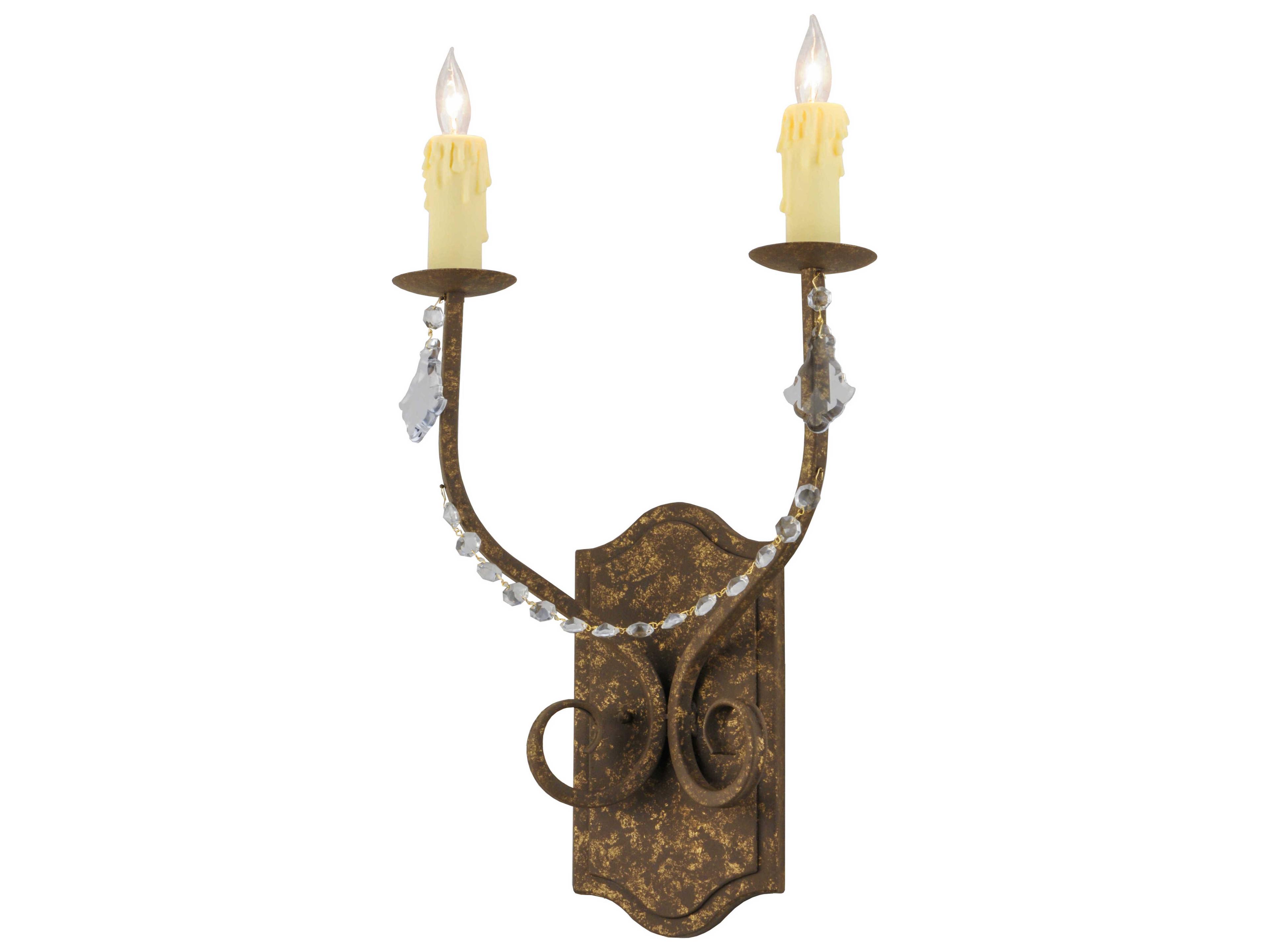 Victorian 2-Light Brown Crystal Wall Sconce