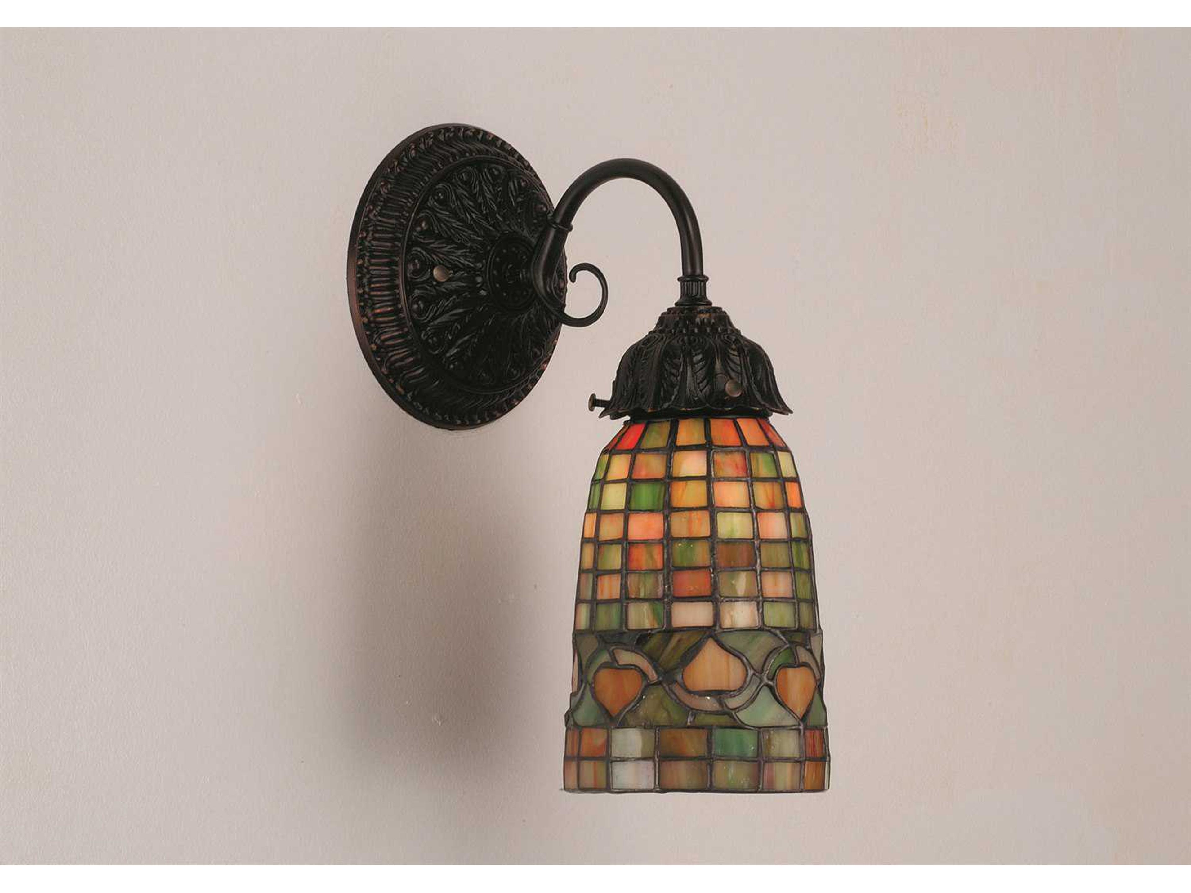 Victorian 1-Light Bronze Tiffany Wall Sconce