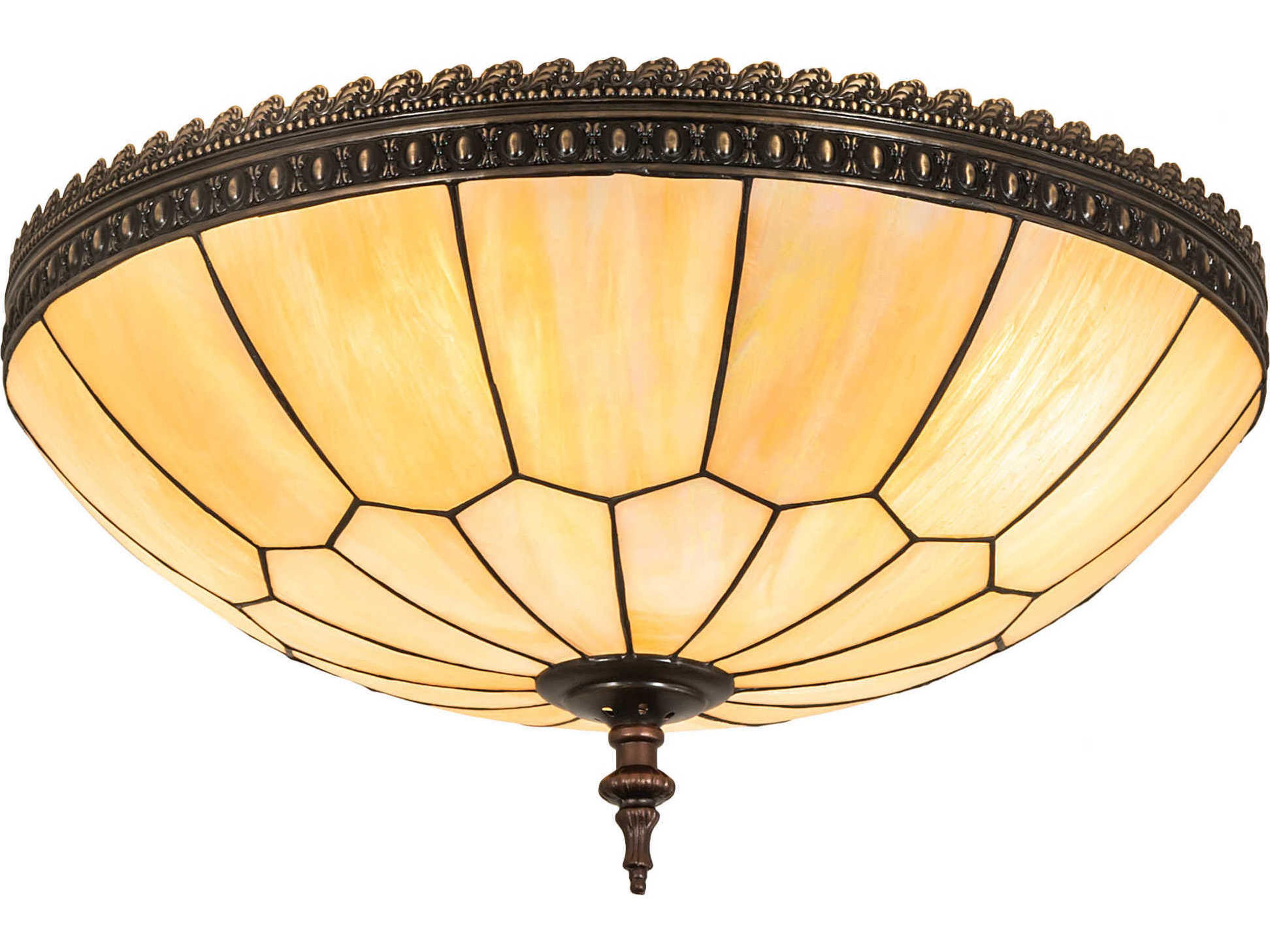 Vincent Honeycomb 4-Light Mauve Beige Brown Glass Tiffany Bowl Flush Mount