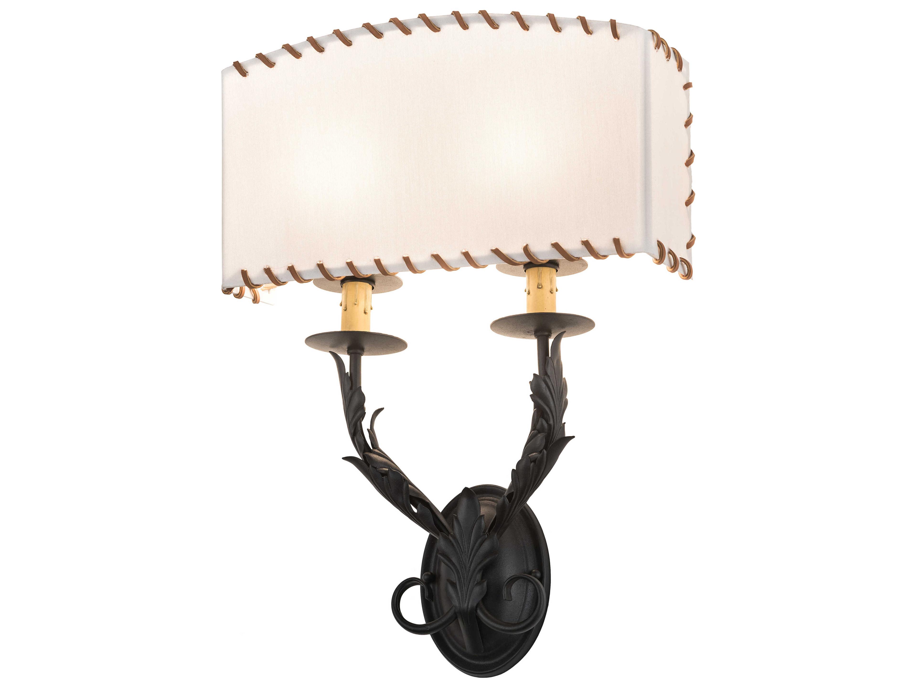 2-Light Black Glass Wall Sconce