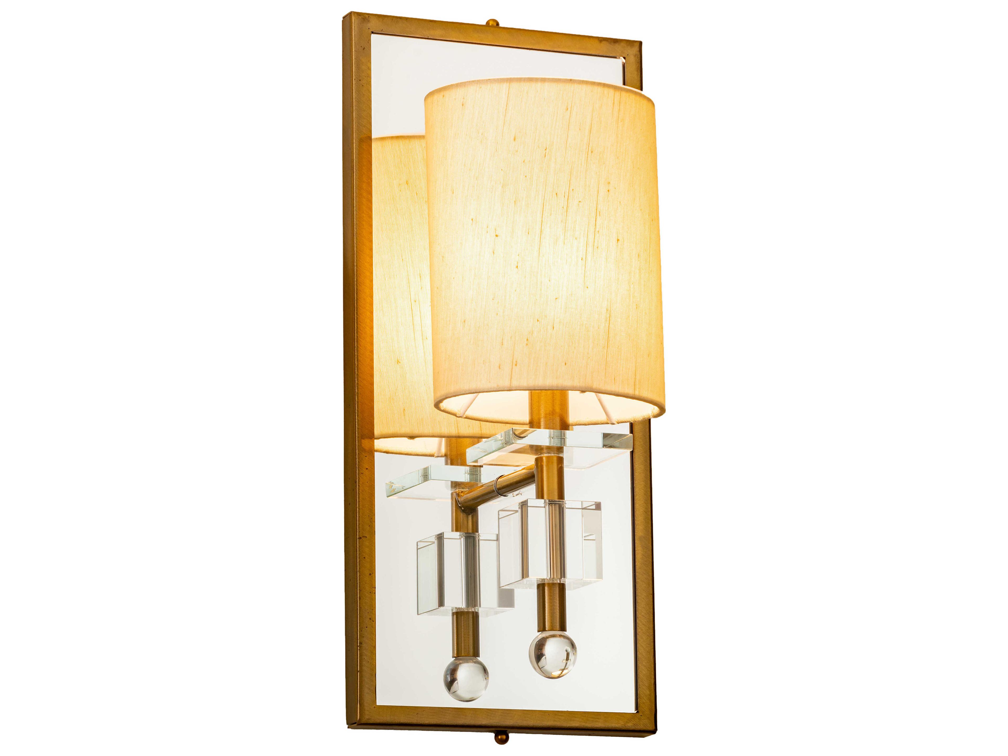 1-Light Brass Crystal Glass Wall Sconce