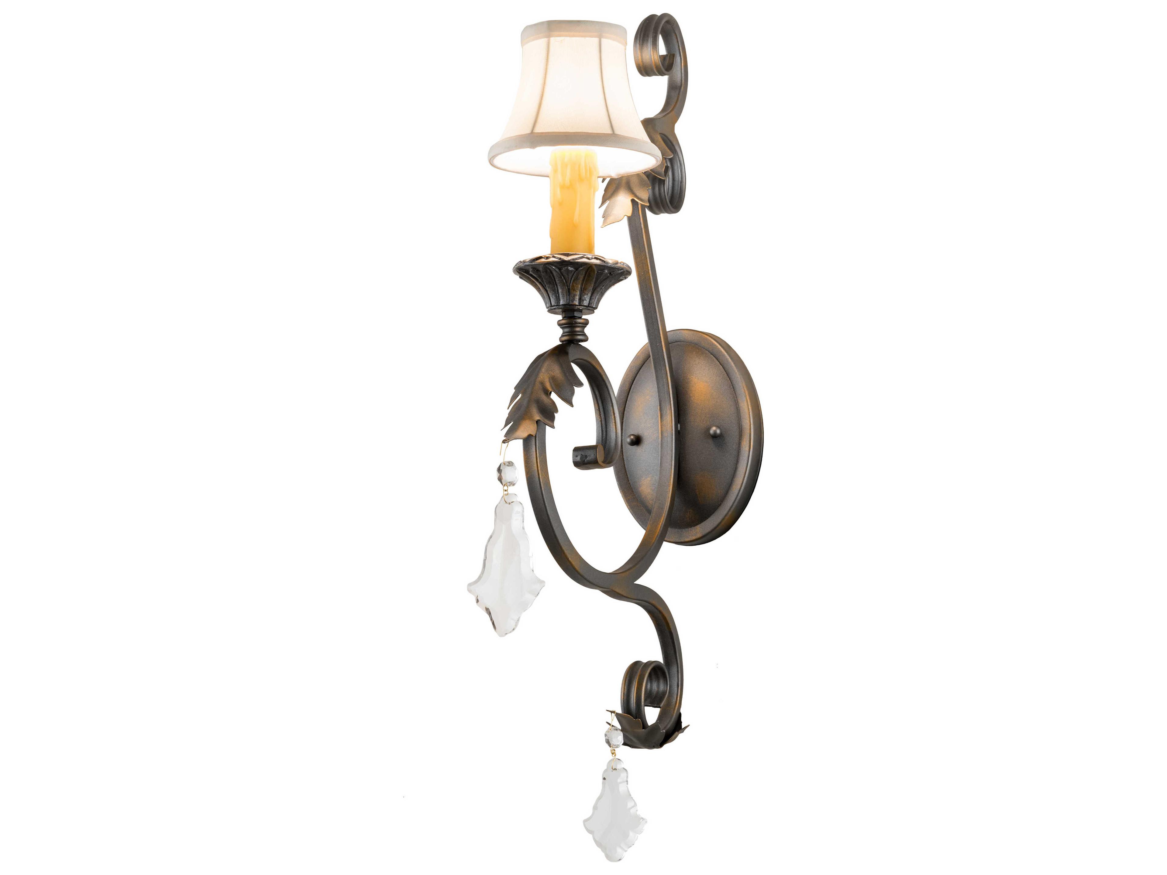 1-Light Bronze Crystal Wall Sconce