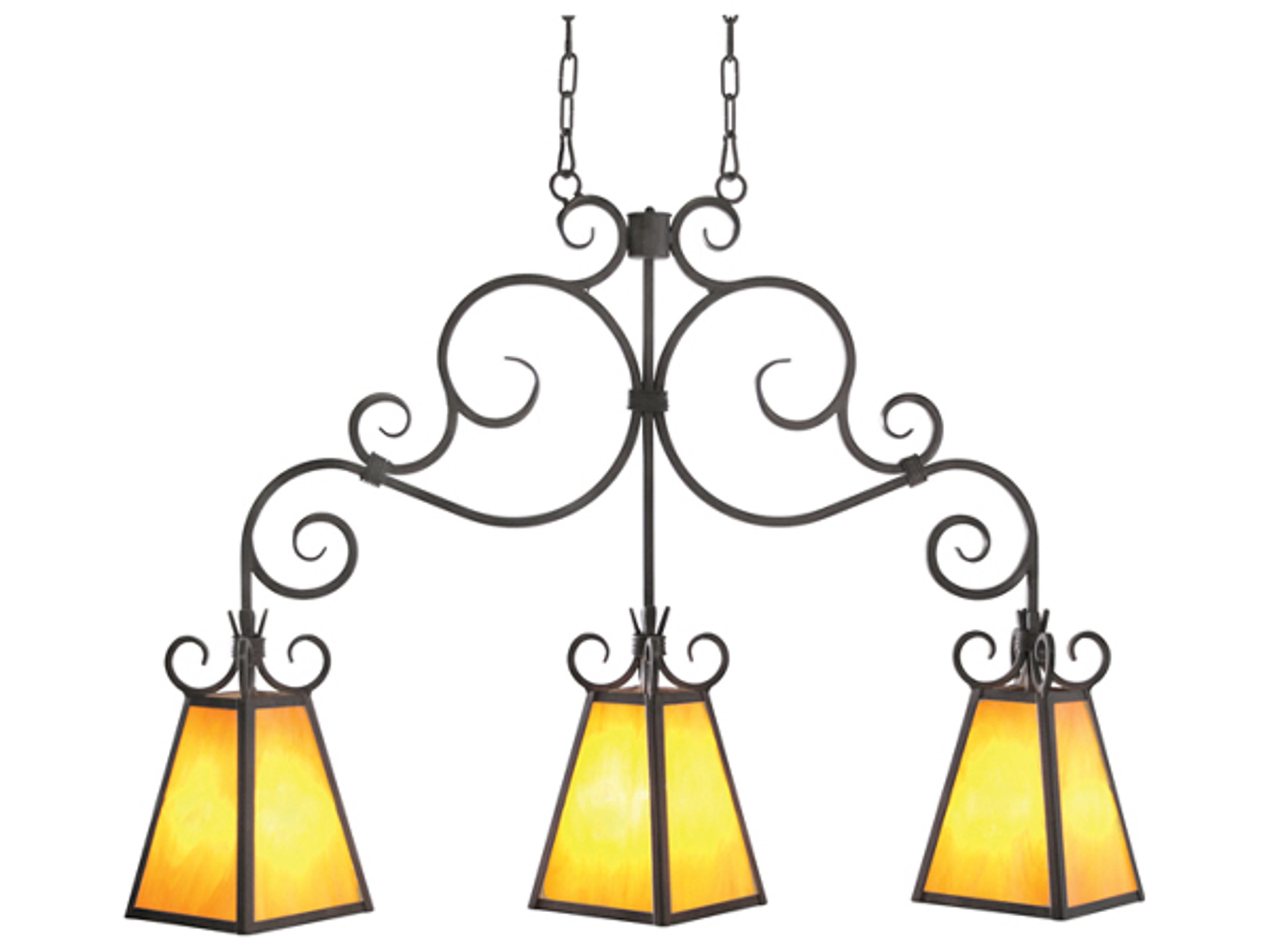 Wellington 3-Light Gilded Tobacco Brown Island Pendant