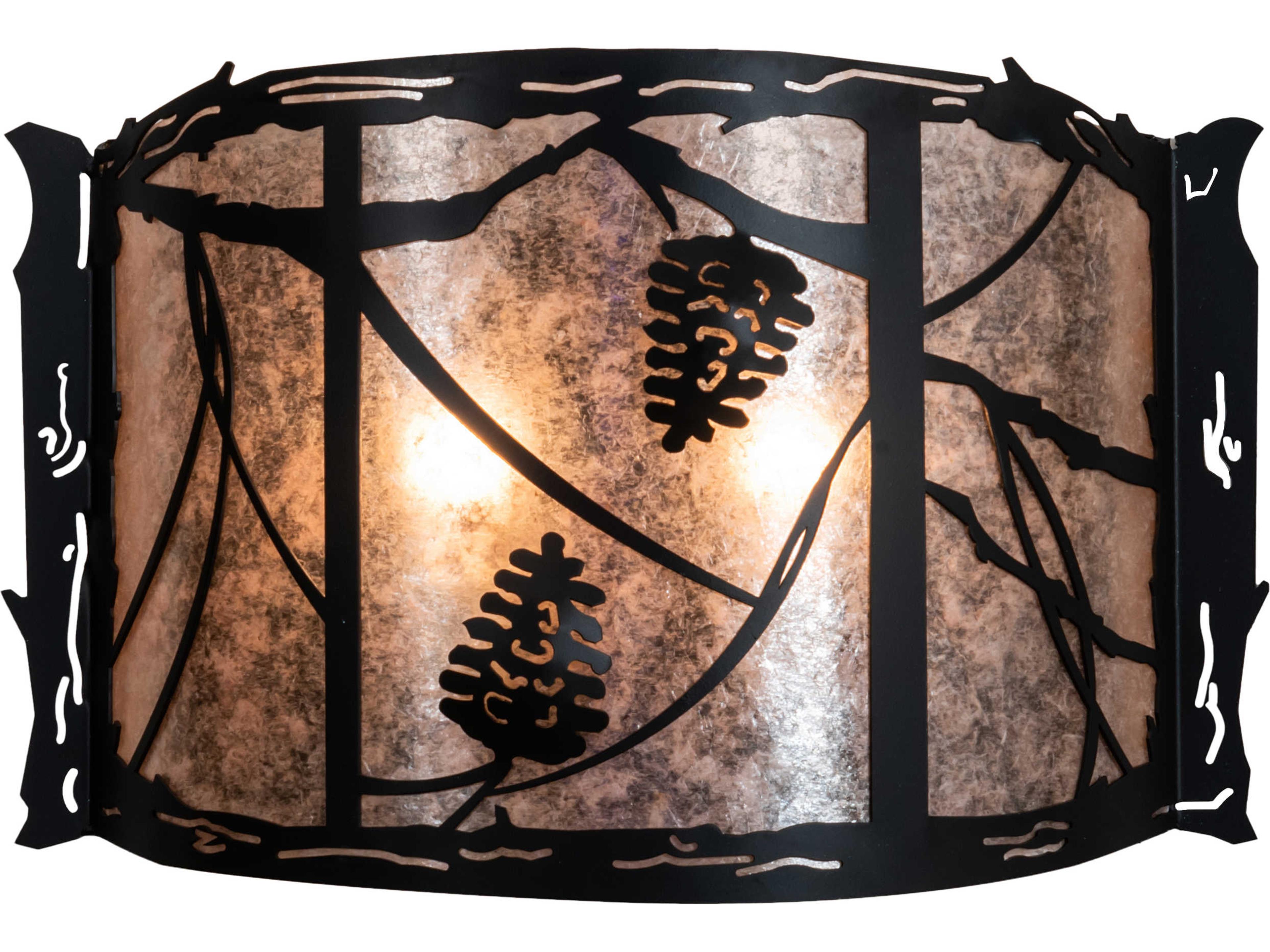 Whispering Pines 2-Light Solar Black Wall Sconce