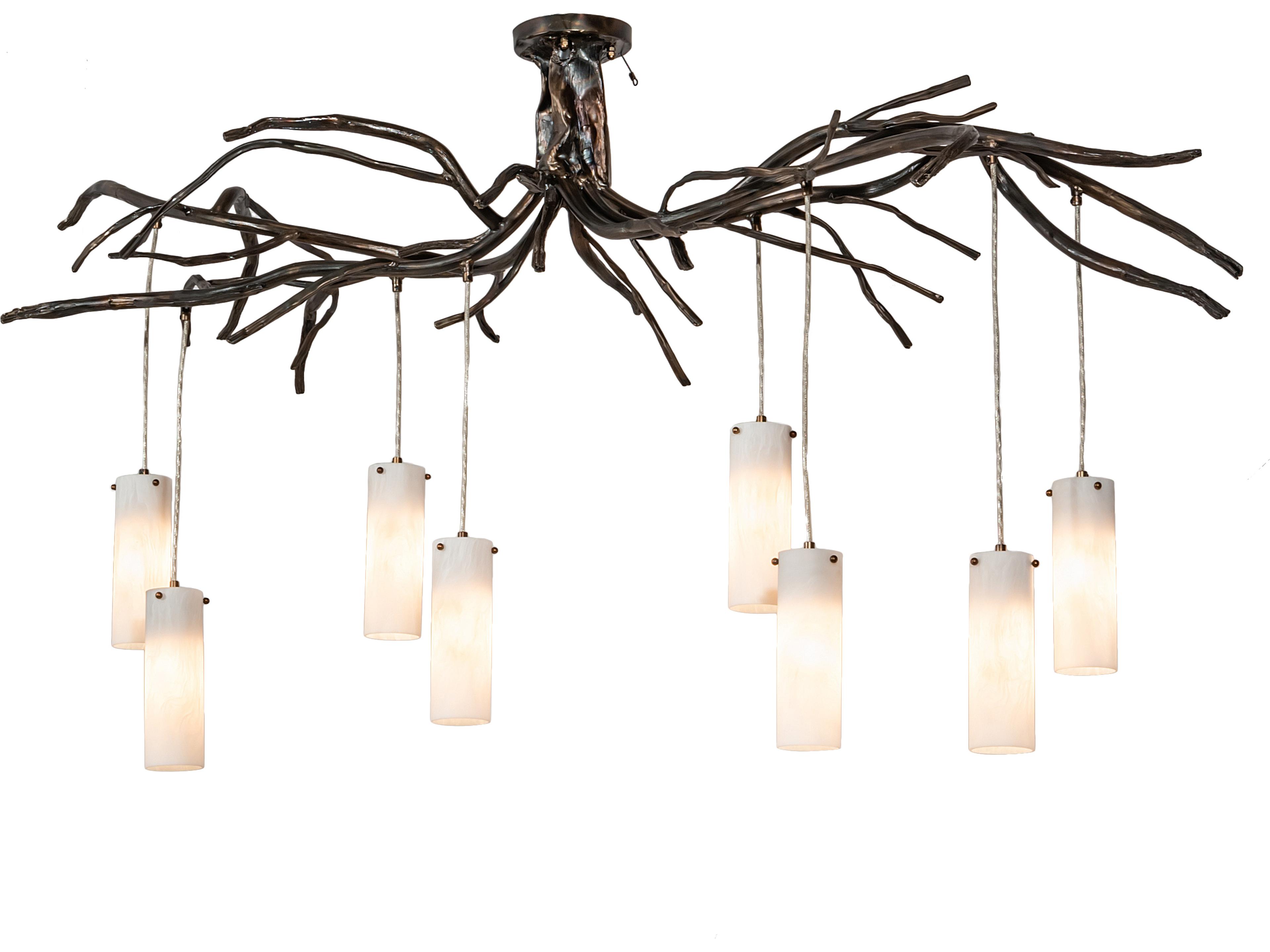 Winter Solstice 8-Light Antique Copper White Cylinder Island Pendant