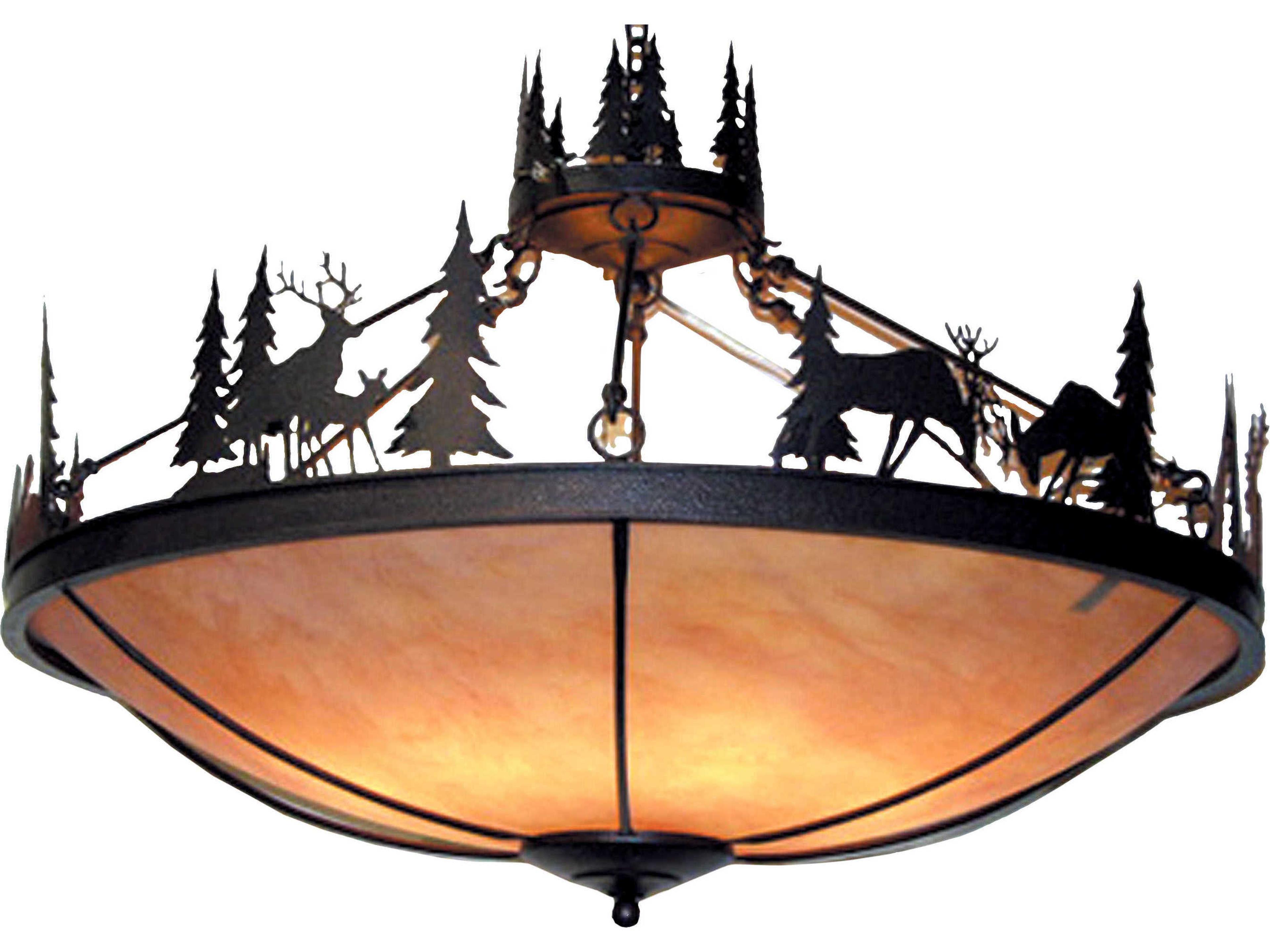 Woodland 8-Light Rust Brown Bowl Pendant