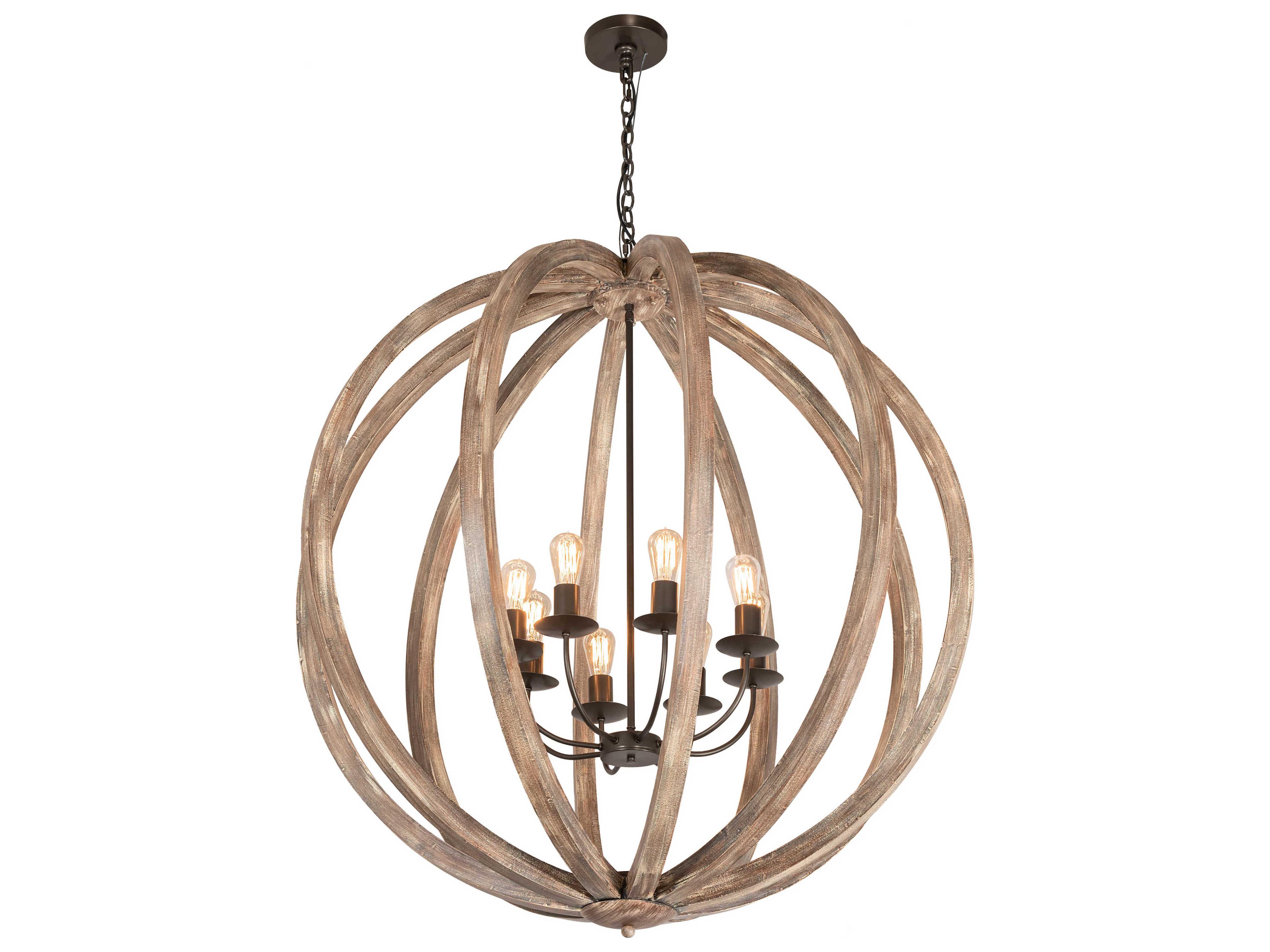 Woodward 8-Light Bronze Natural Wood Brown Chandelier