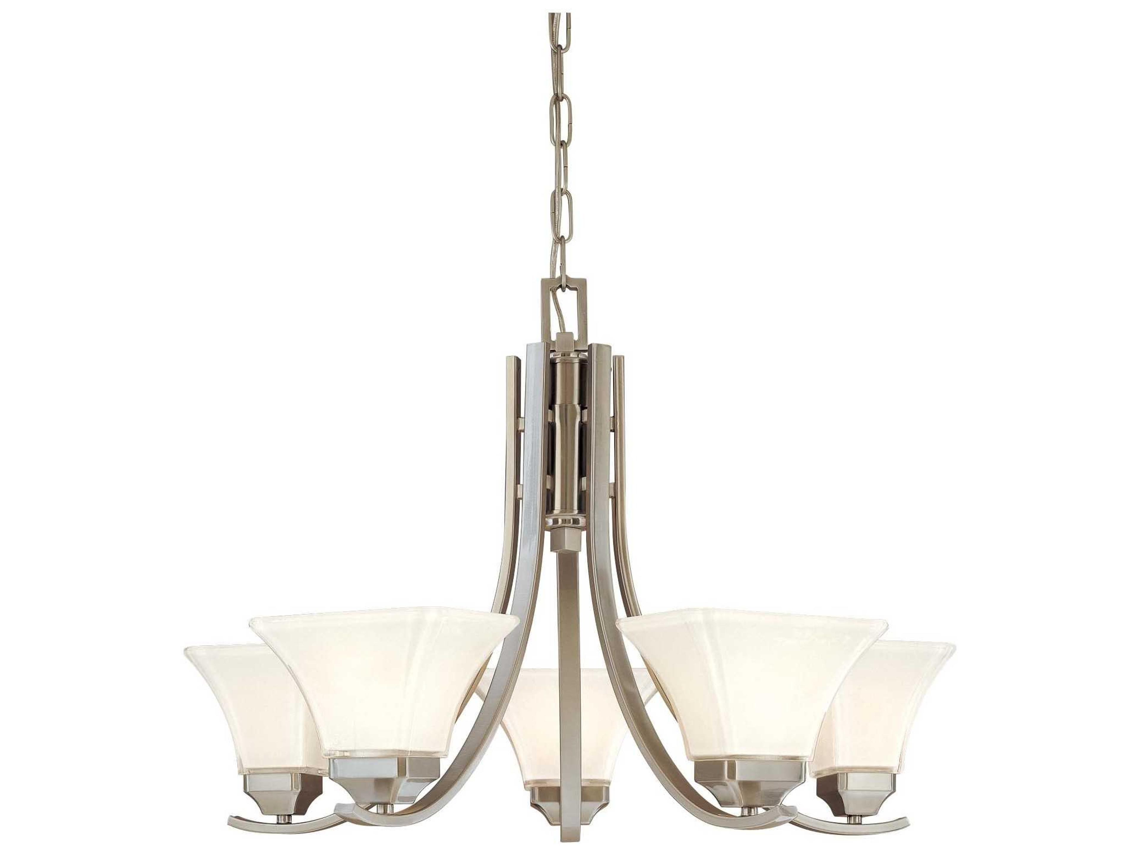 Agilis 5-Light Brushed Nickel Glass Empire Chandelier