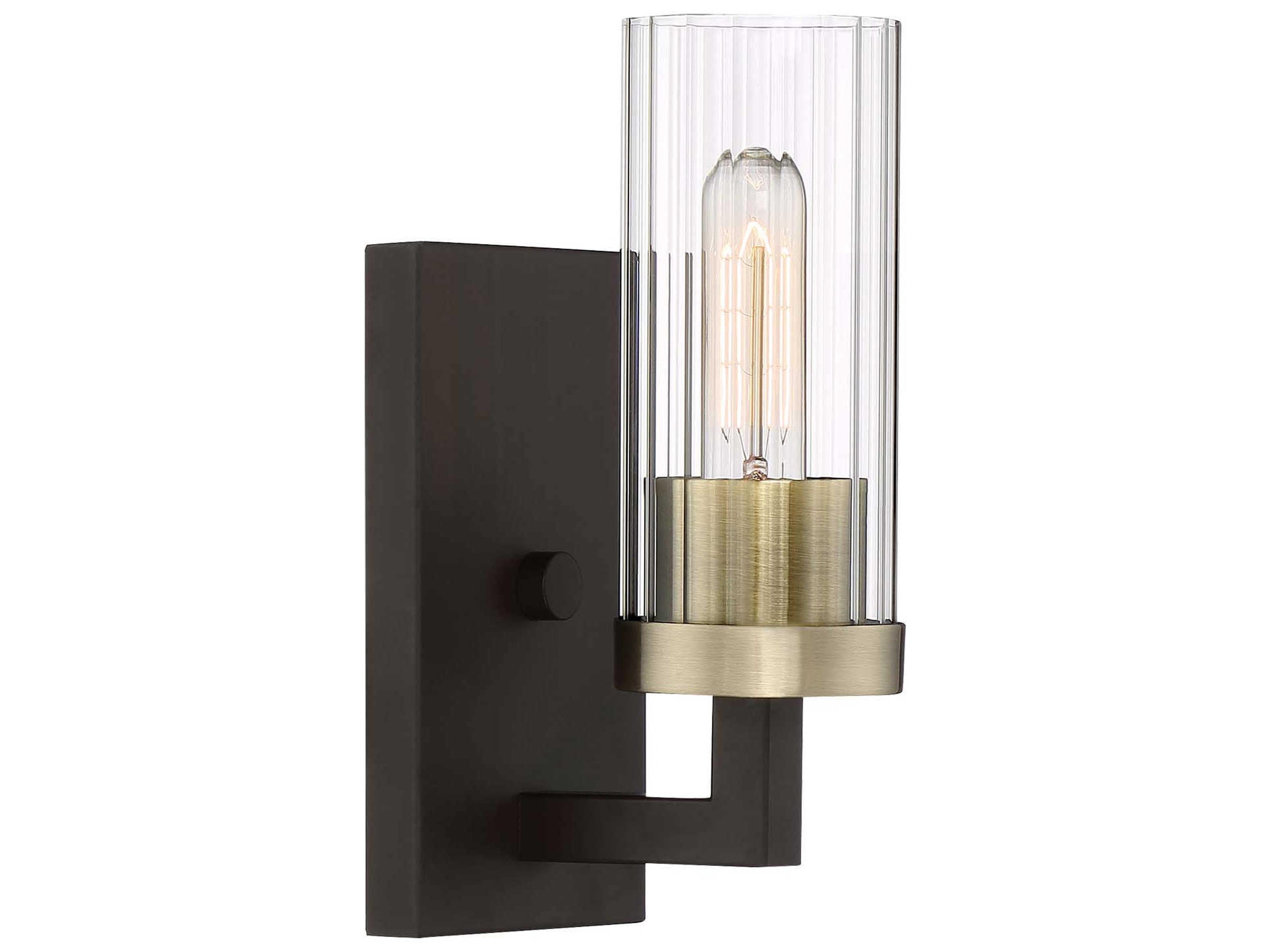 Ainsley Court 1-Light Aged Kinston Bronze With Brushed Glass Wall Sconce