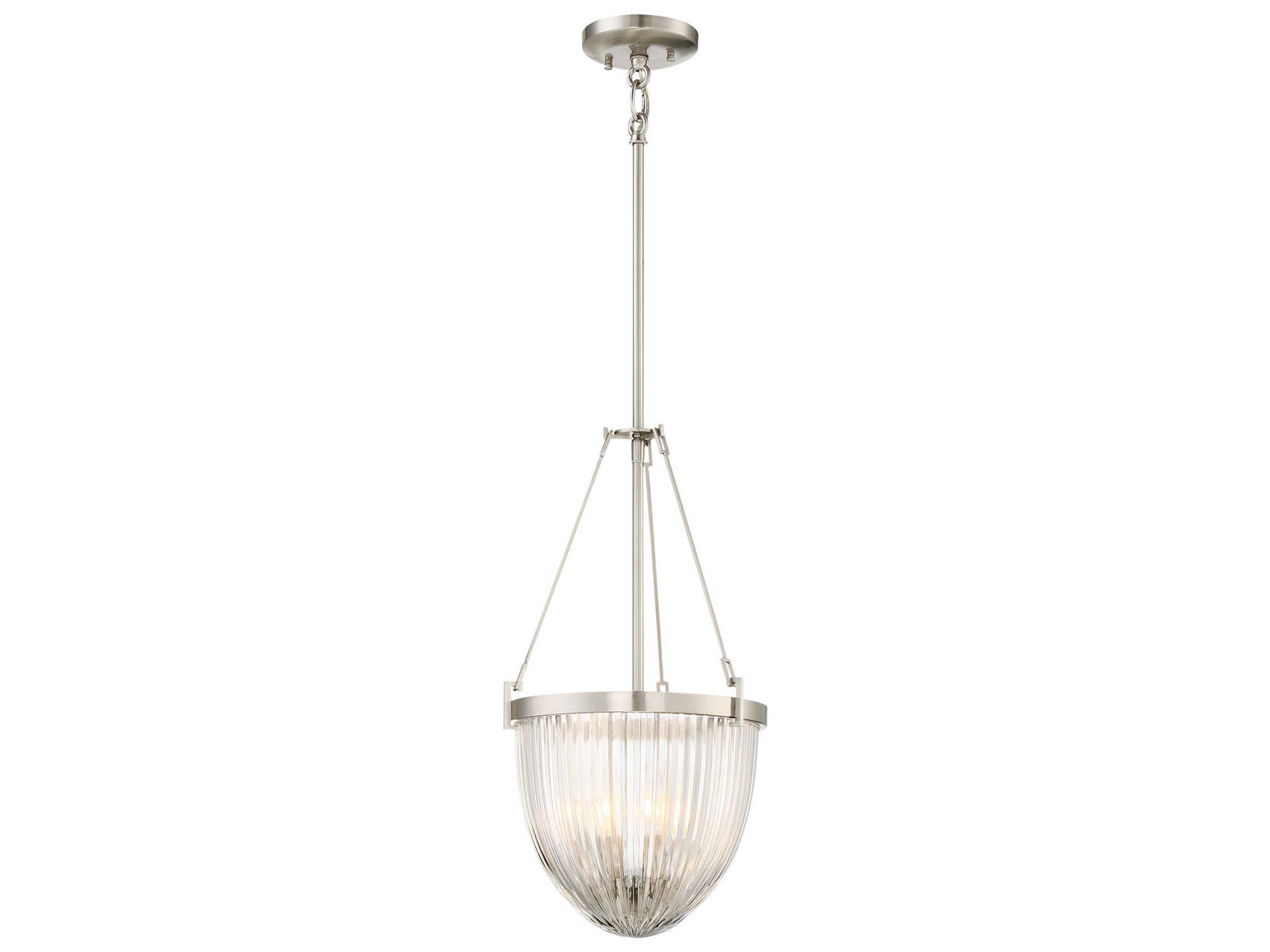 Atrio 3-Light Brushed Nickel Glass Geometric Pendant
