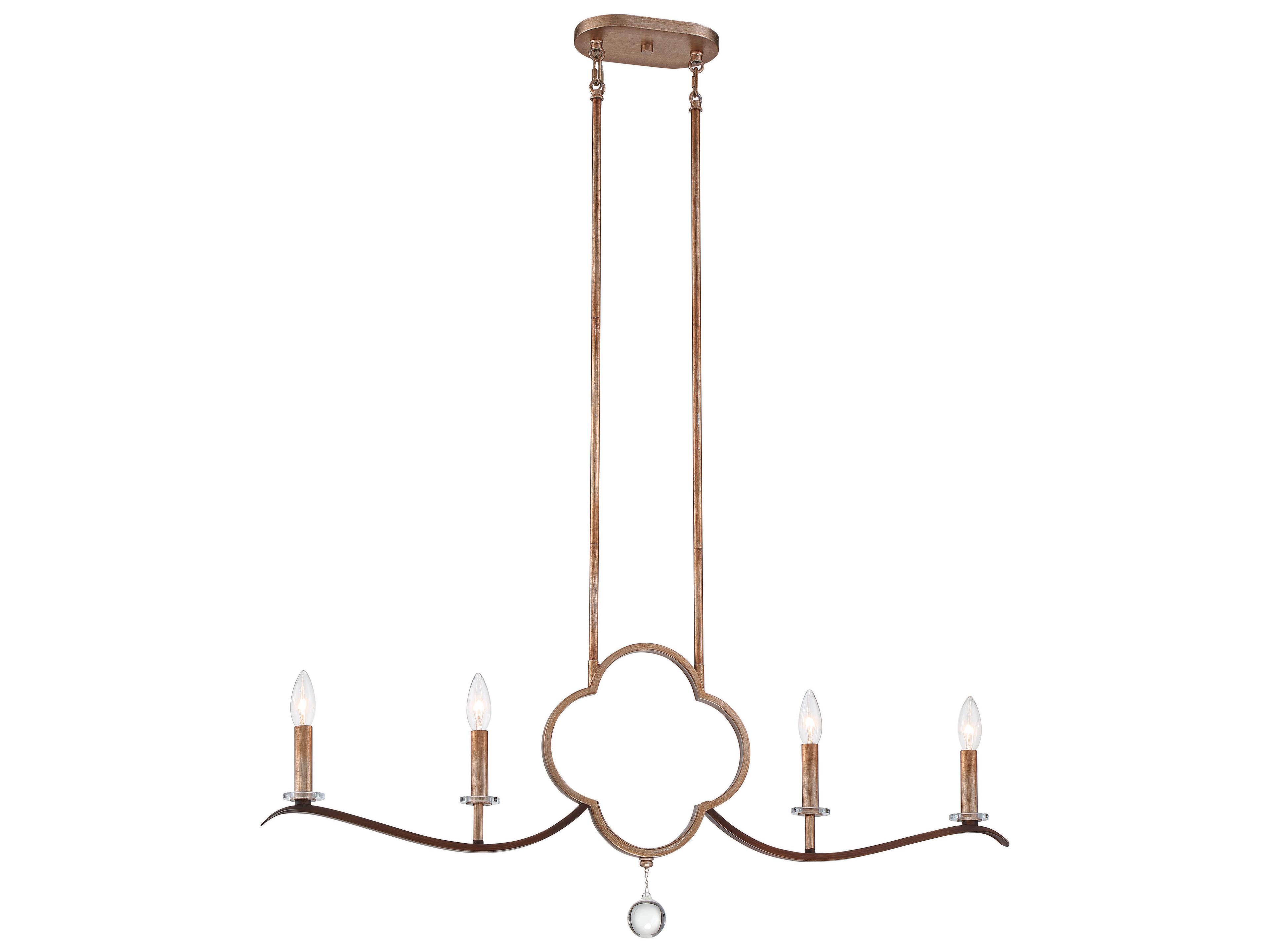 Ava Libertine 4-Light Pale Gold Distressed Bronze Crystal Island Pendant