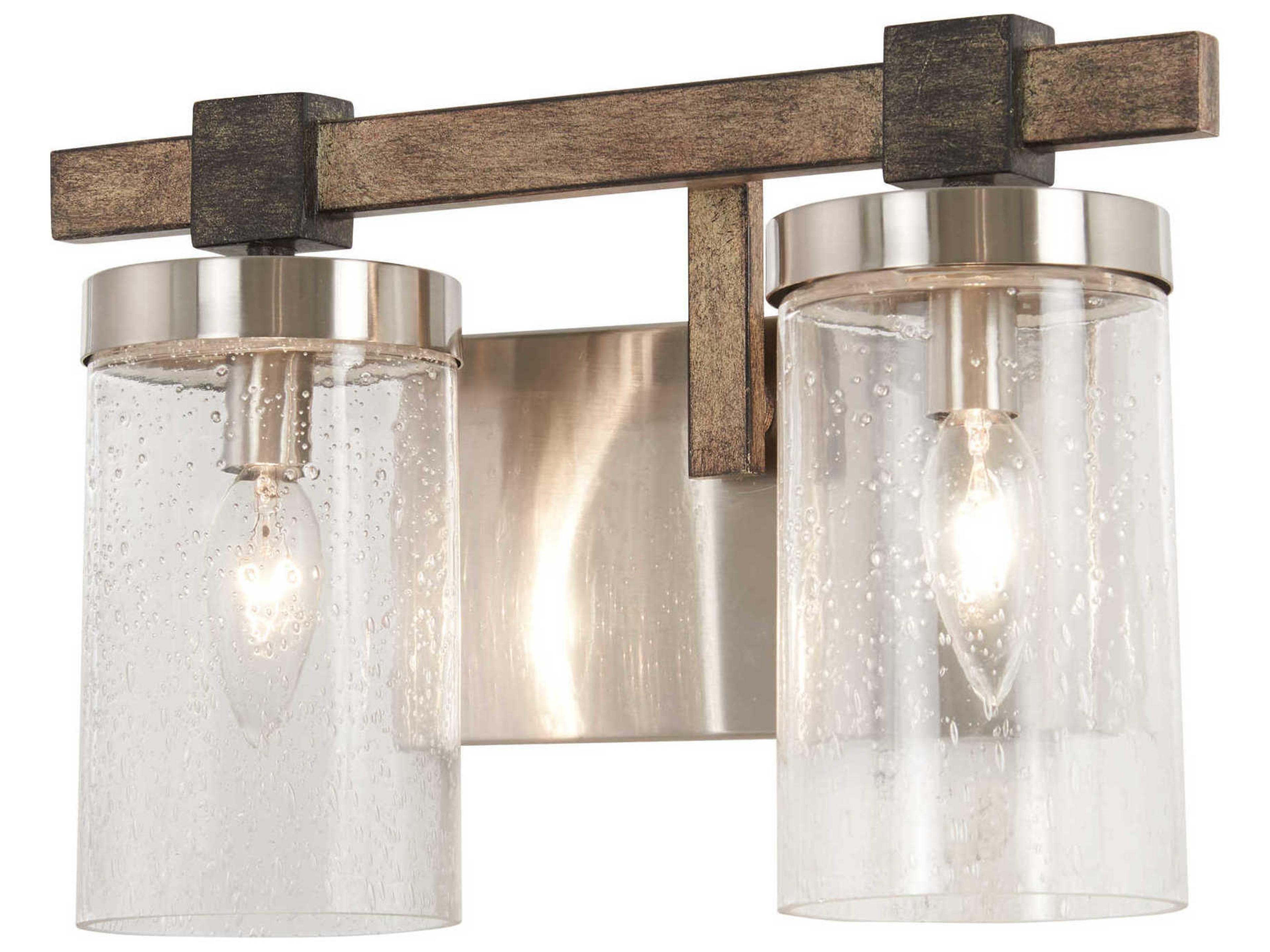 Bridlewood 2-Light Stone Grey Brushed Nickel Glass Vanity Light