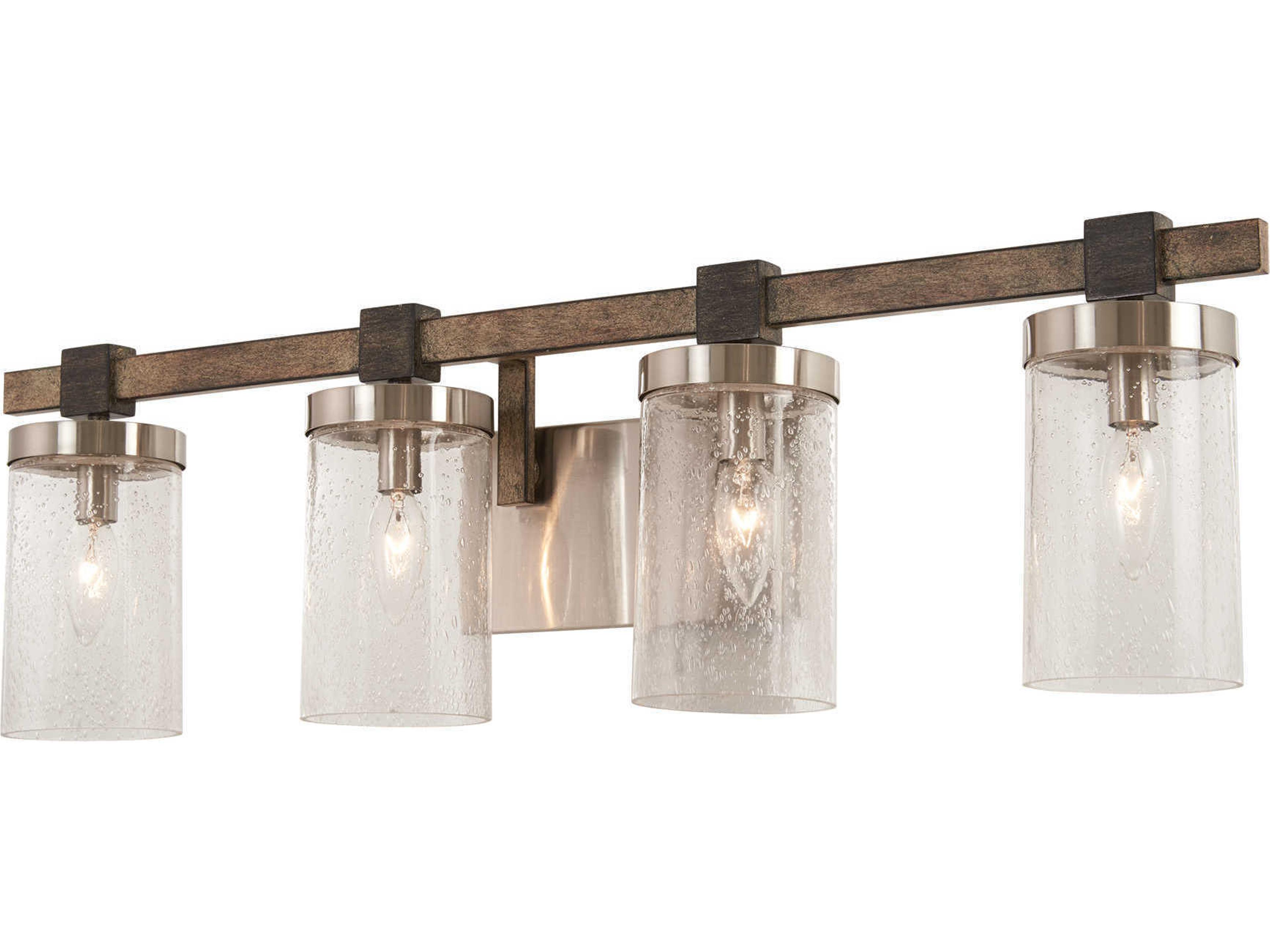 Bridlewood 4-Light Stone Grey Brushed Nickel Glass Vanity Light