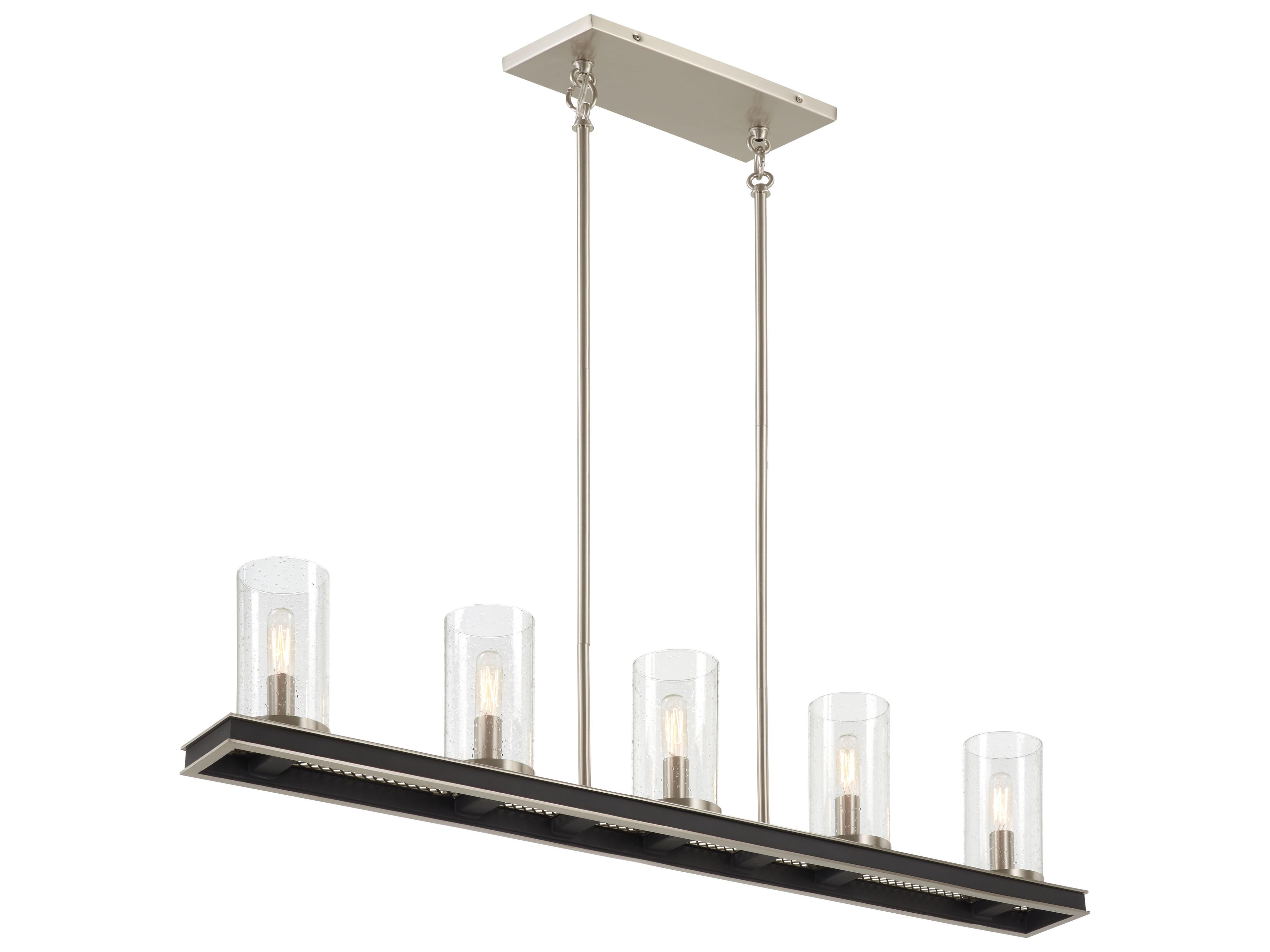 Coles Crossing 5-Light Coal Brushed Nickel Black Glass Linear Island Pendant