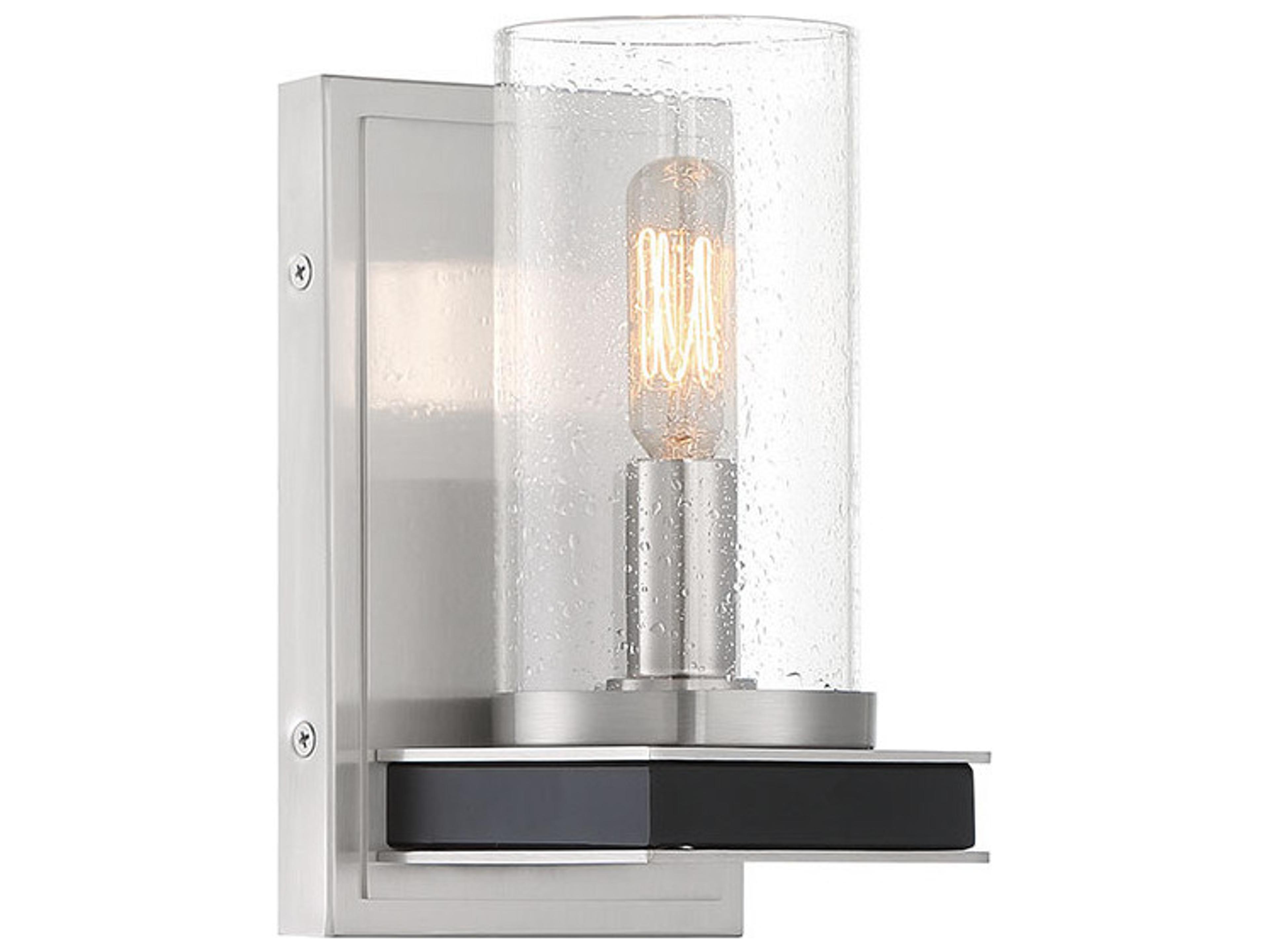 Coles Crossing 1-Light Coal Brushed Nickel Black Glass Wall Sconce