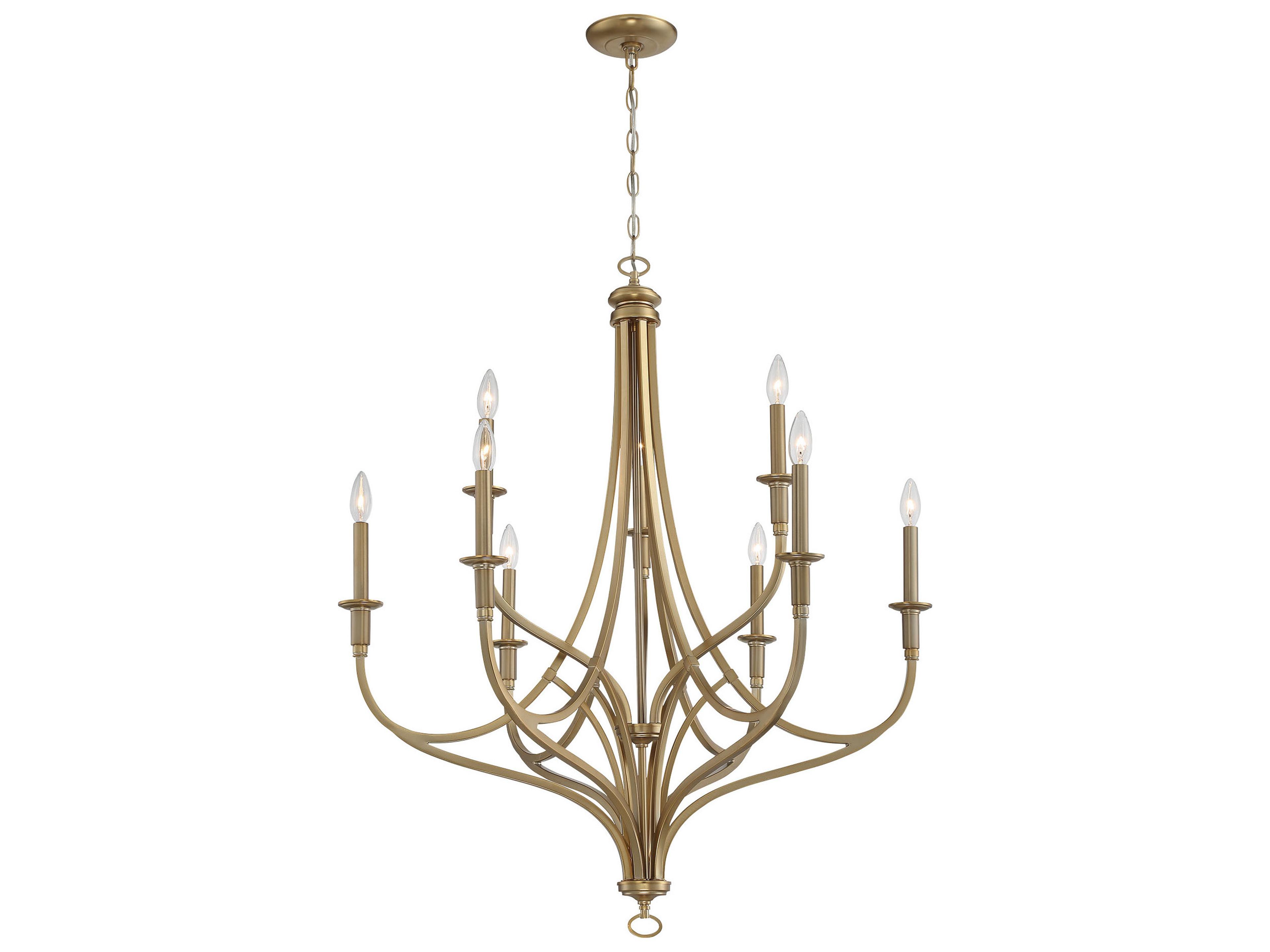 Covent Park 9-Light Brushed Honey Gold Candelabra Chandelier