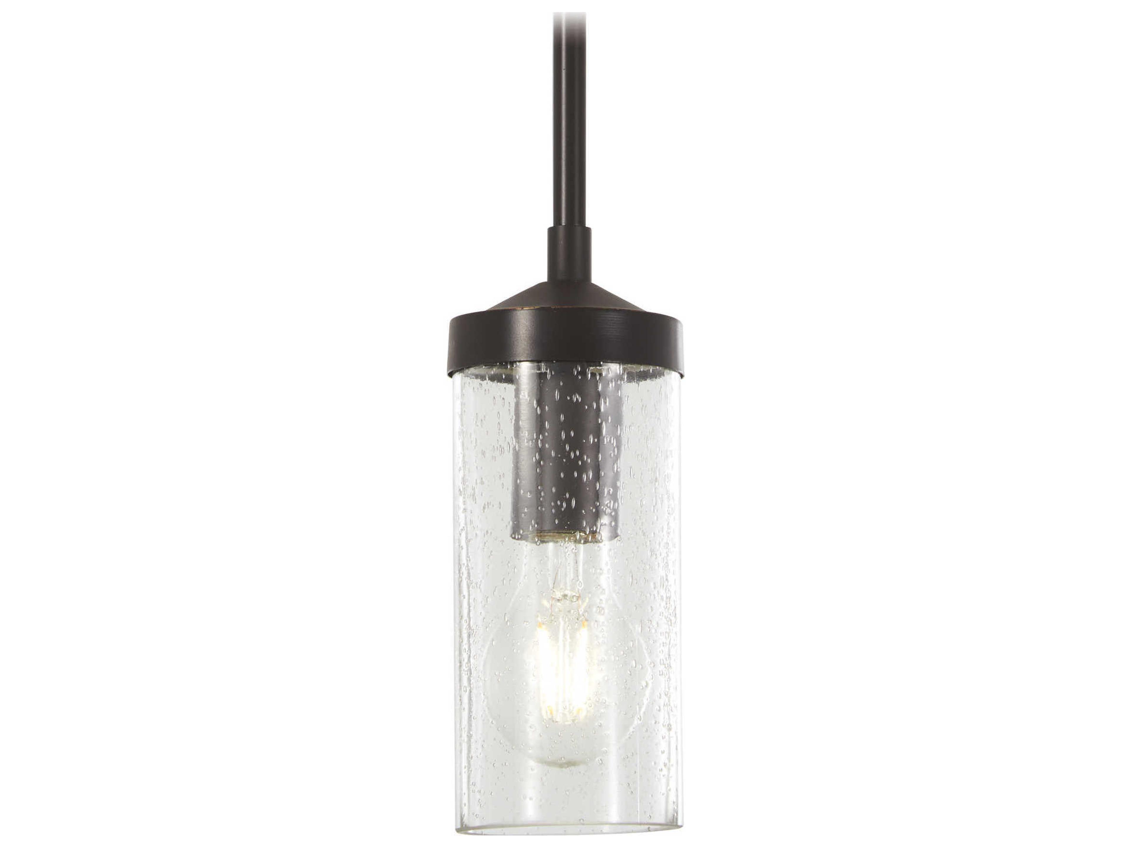 Elyton 1-Light Downton Bronze Gold Highlight Glass Cylinder Mini Pendant