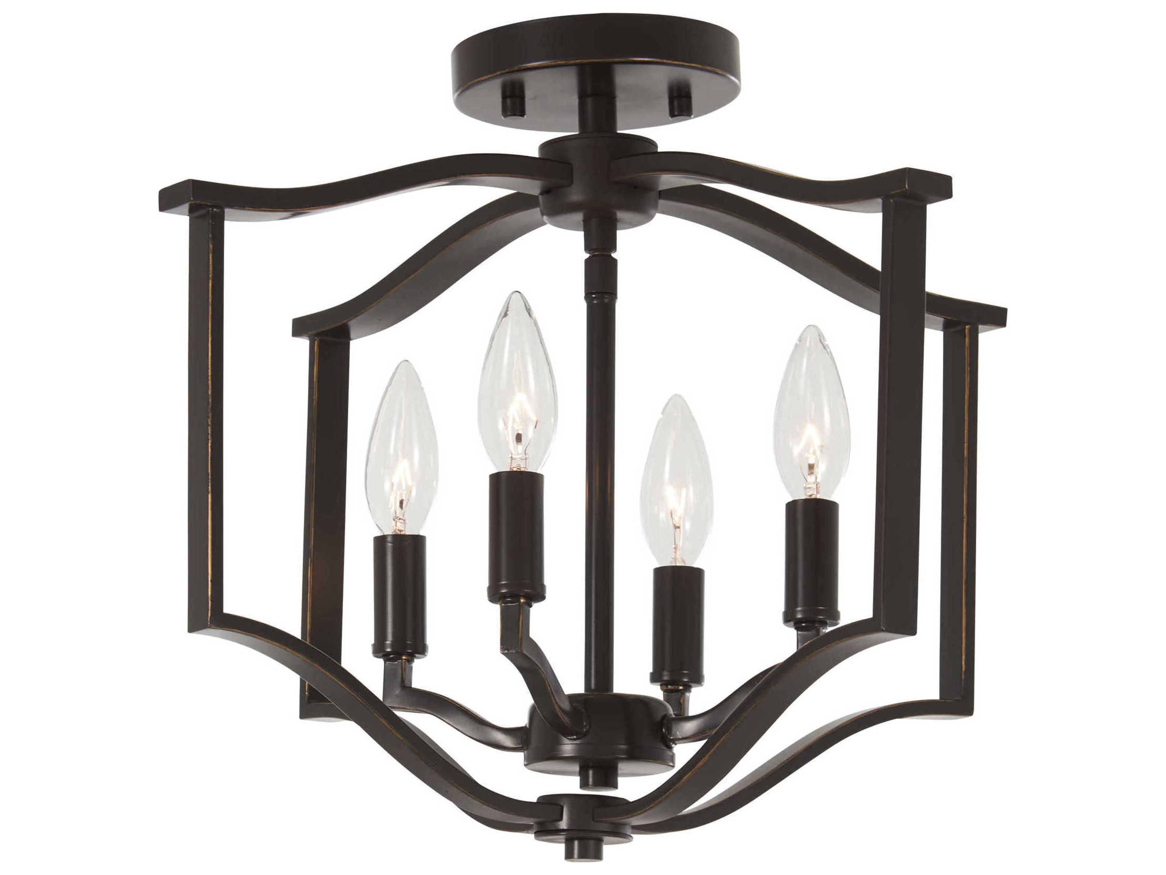 Elyton 4-Light Downton Bronze Gold Semi Flush Mount