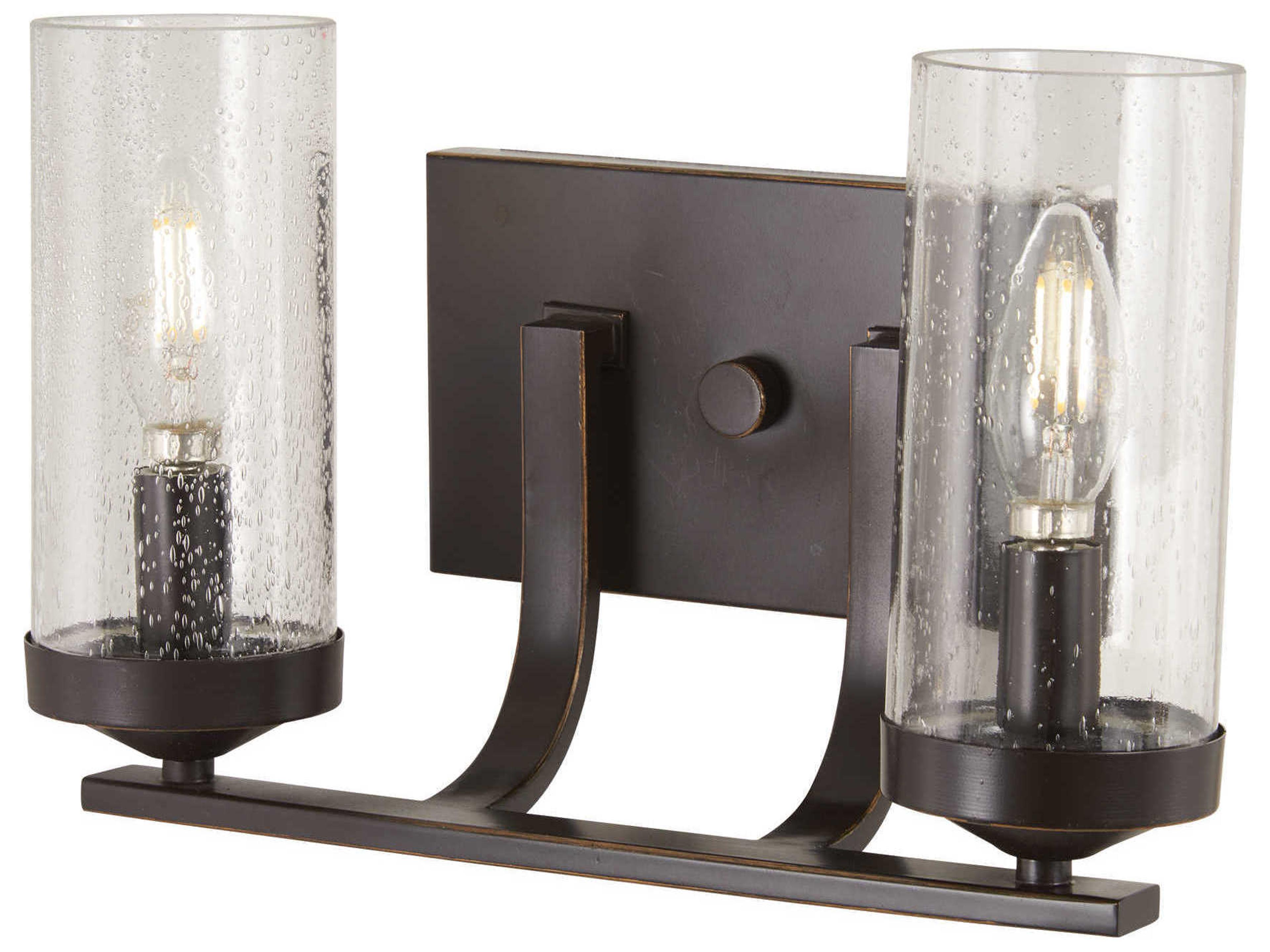 Elyton 2-Light Downton Bronze Gold Highlight Glass Vanity Light