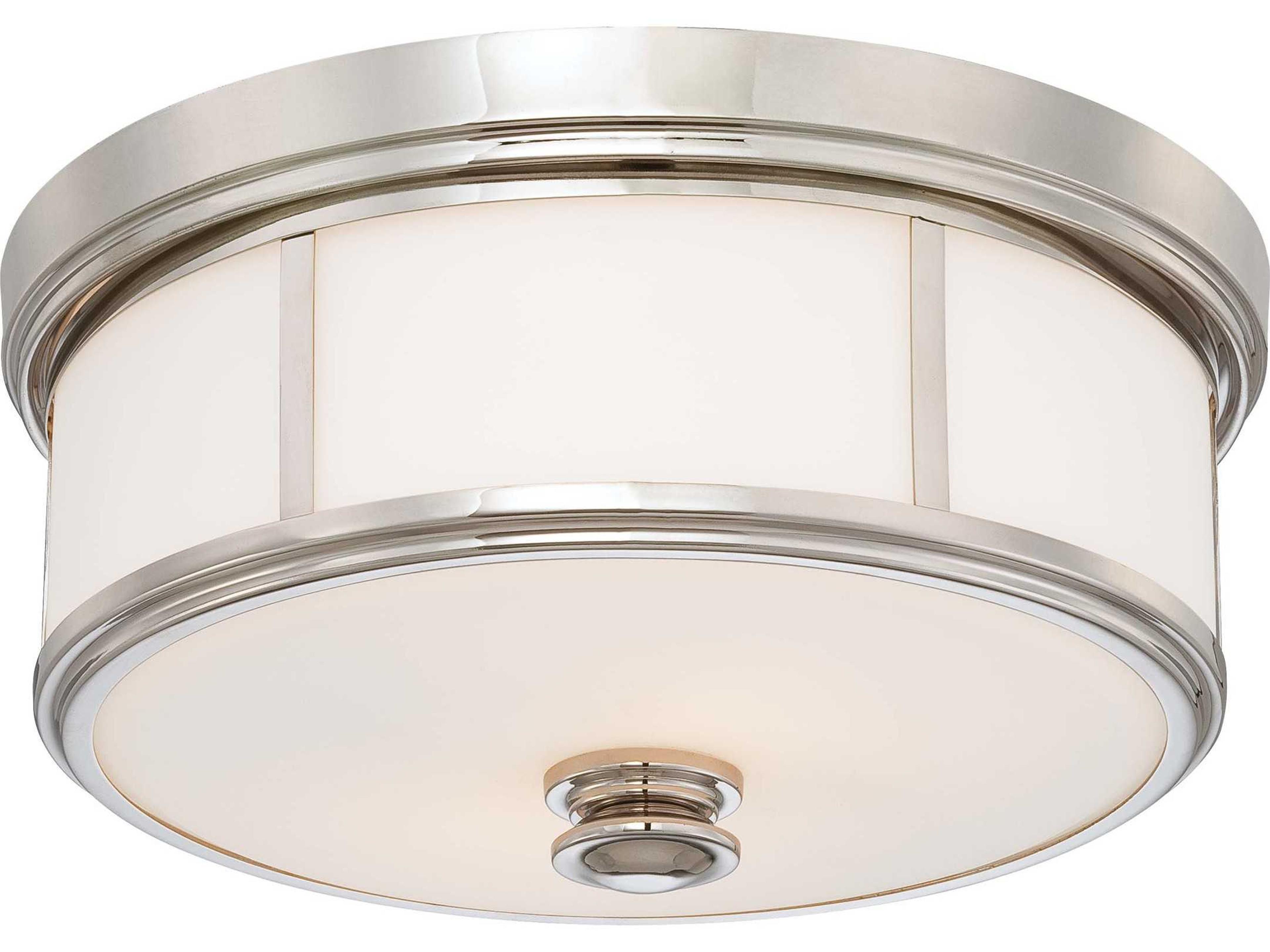 Polished Nickel Glass LED Dome Drum Flush Mount