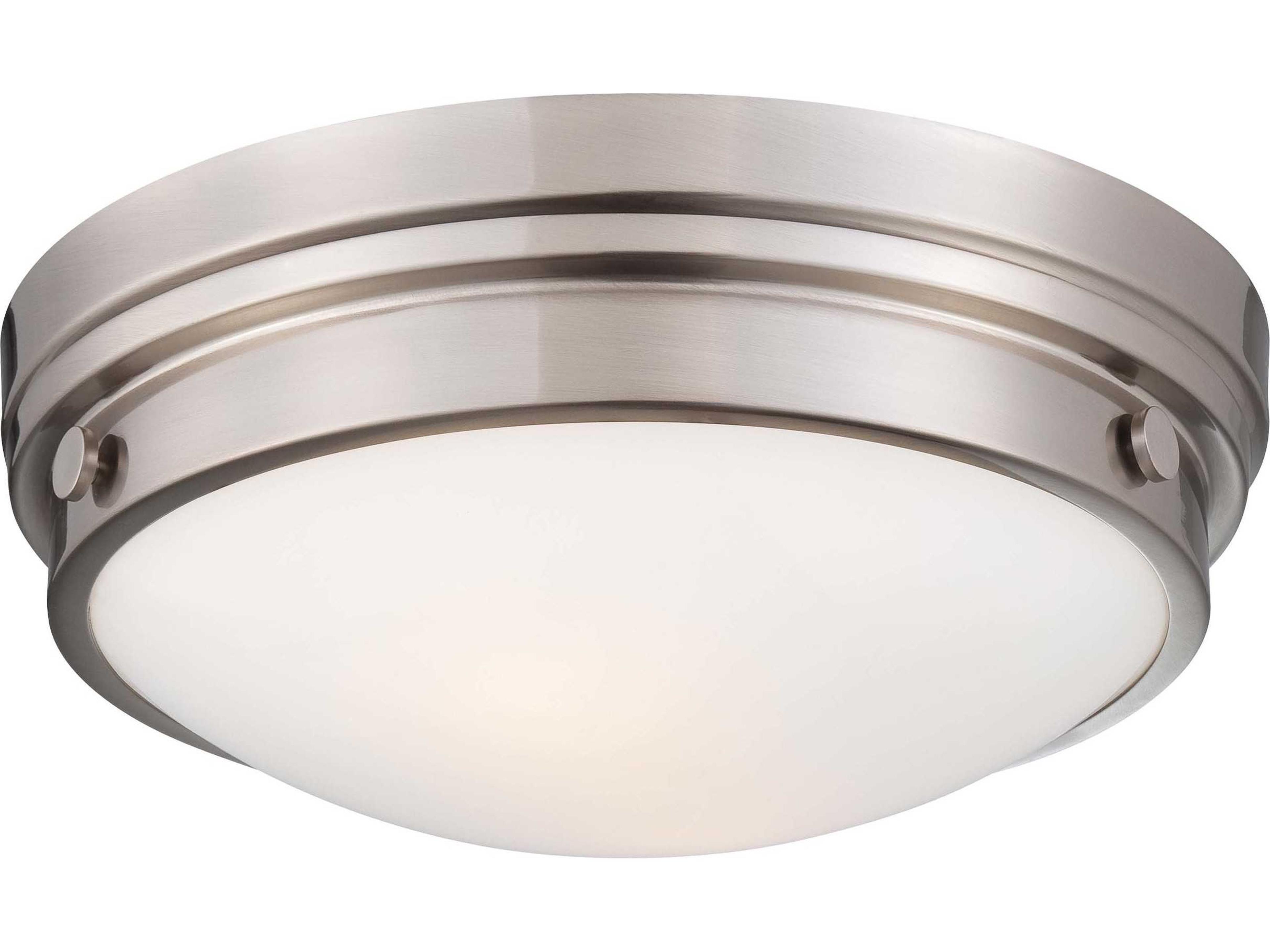 2-Light Brushed Nickel Glass Bowl Flush Mount