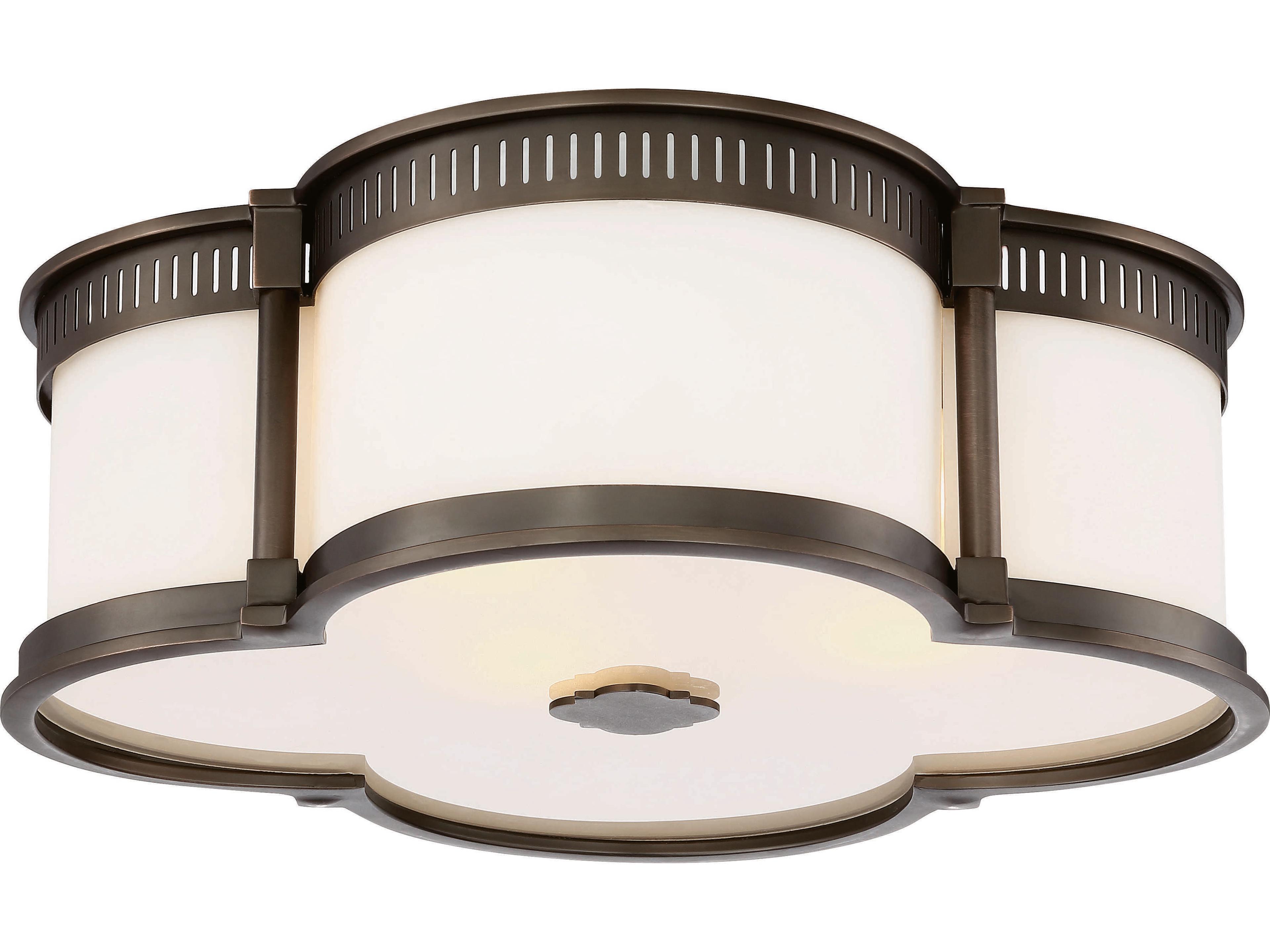 1-Light Bronze Glass LED Drum Flush Mount