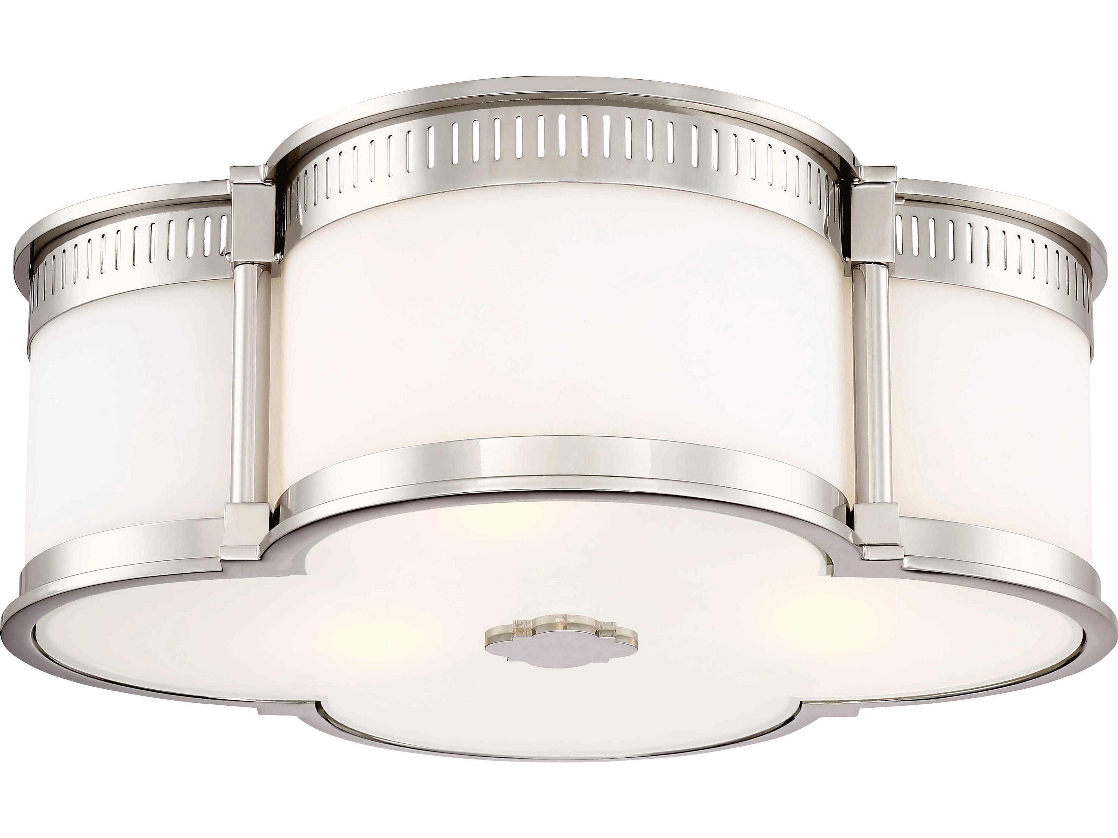 Mount 1-Light Polished Nickel Glass LED Geometric Flush