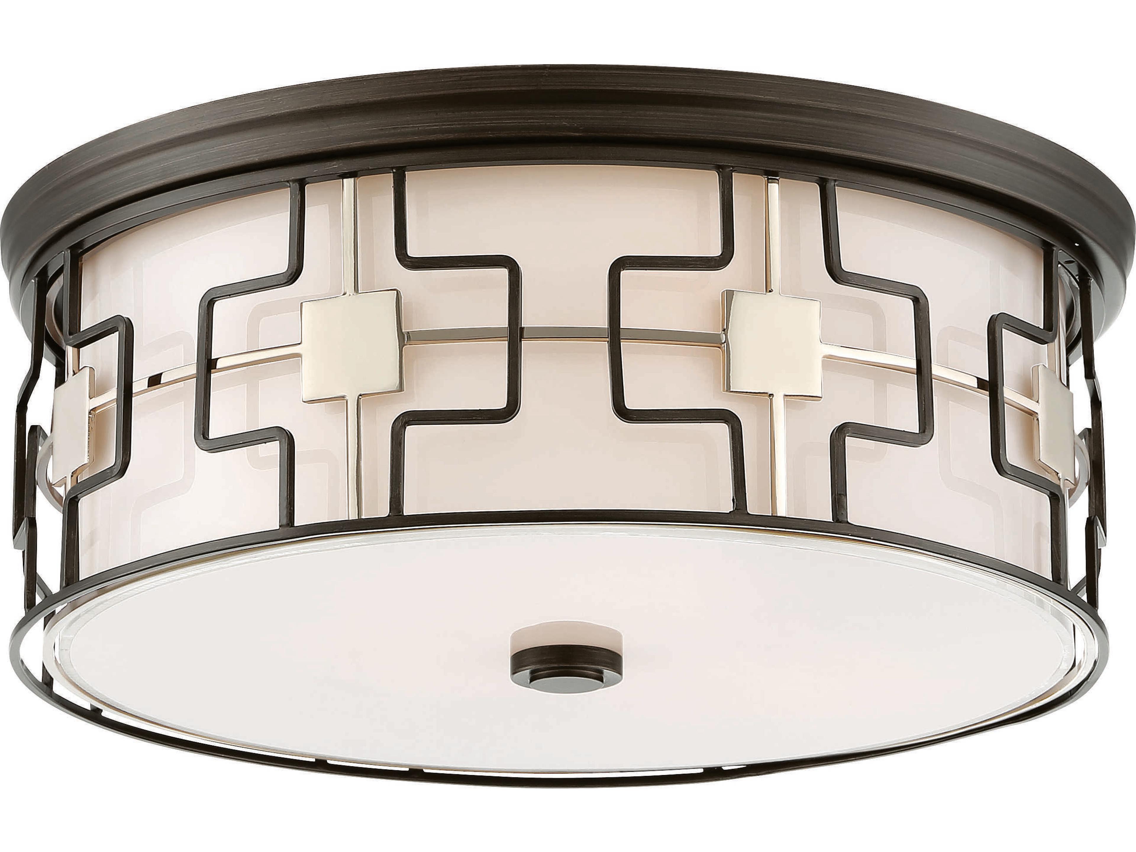Minka Lavery 1-Light Dark Gray Polished Nickel Glass LED Dome Drum Flush Mount