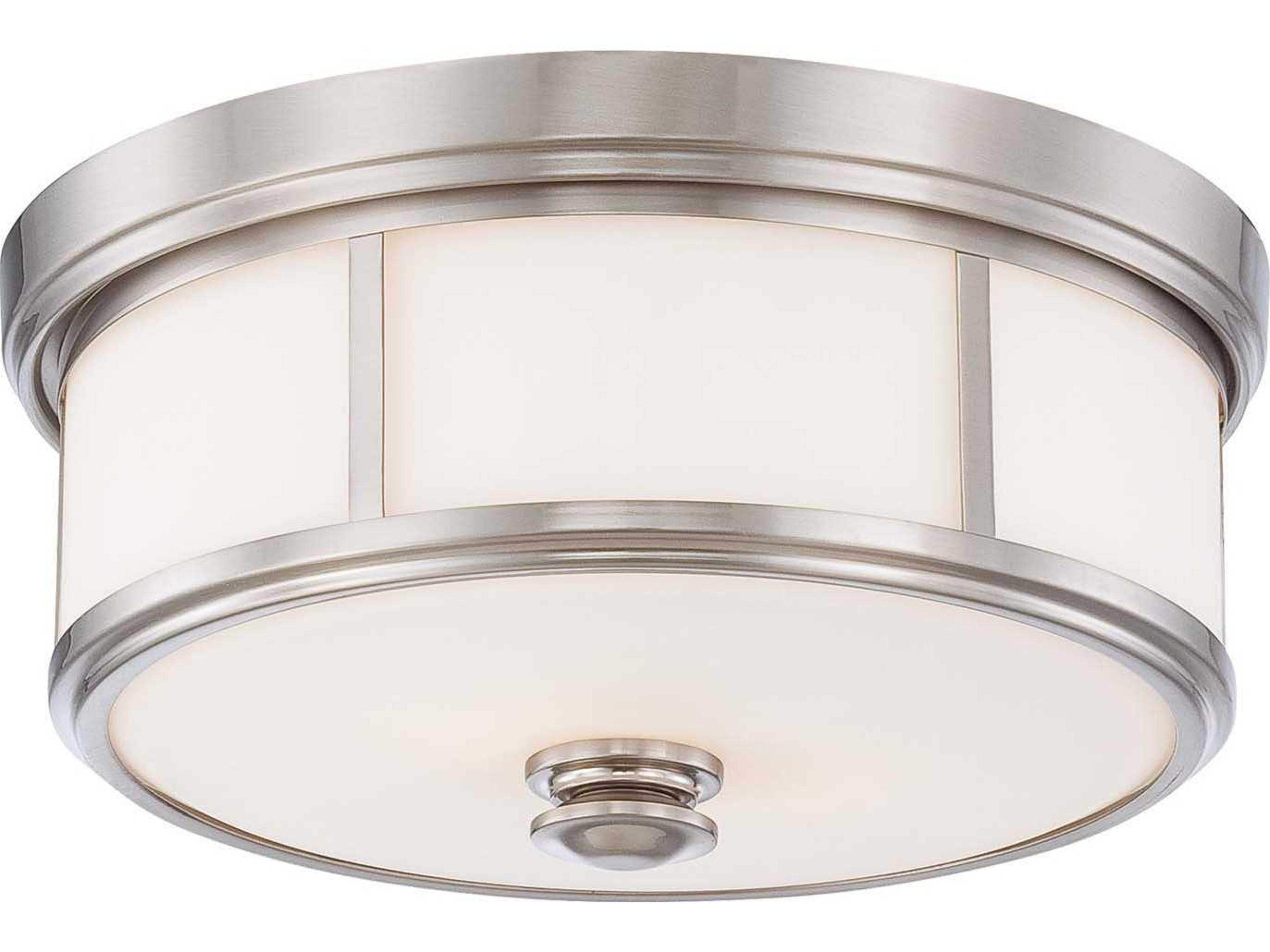 Harbour Point Brushed Nickel Glass LED Drum Flush Mount
