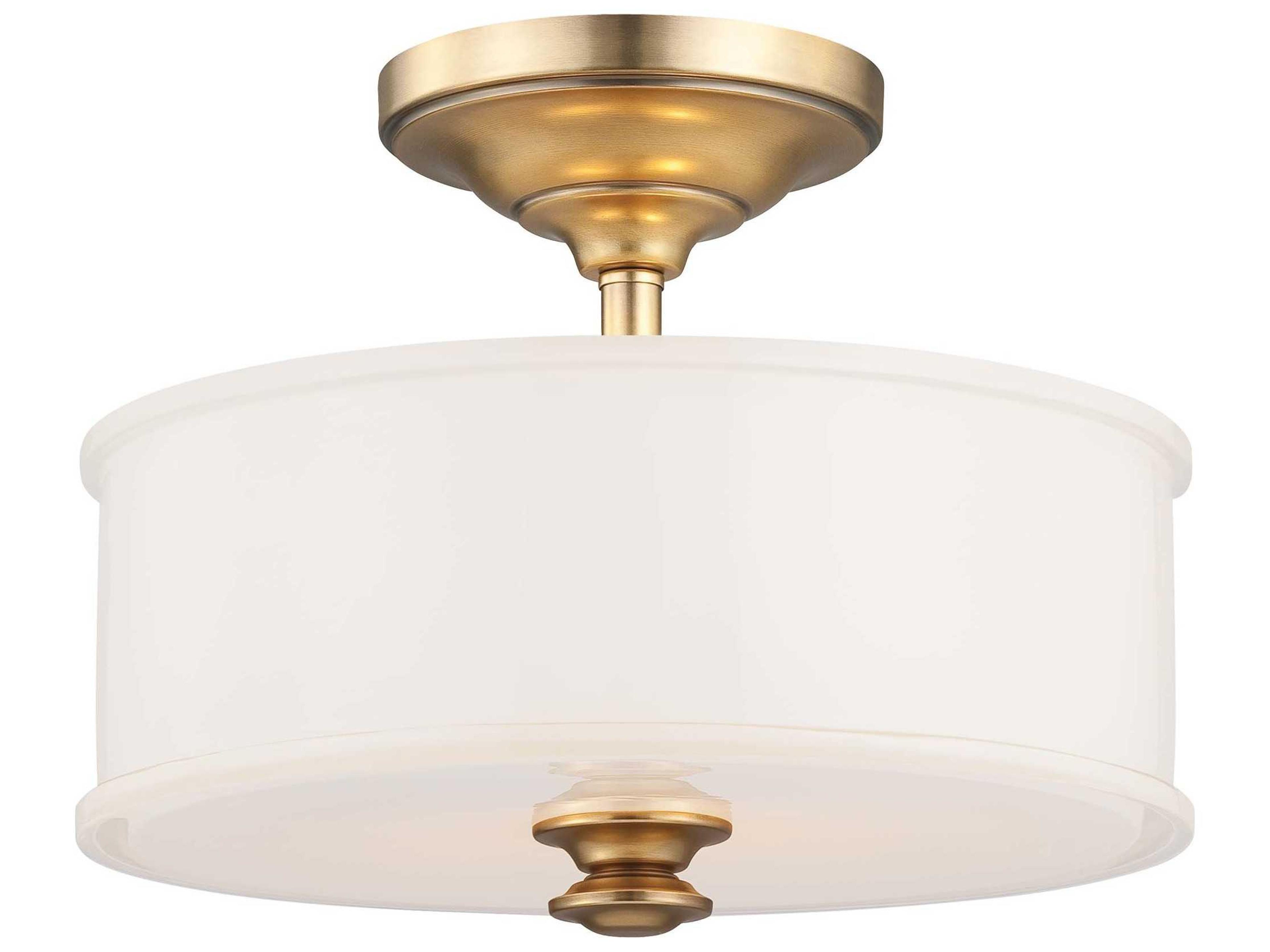 Harbour Point Liberty Gold Glass LED Dome Drum Semi Flush Mount