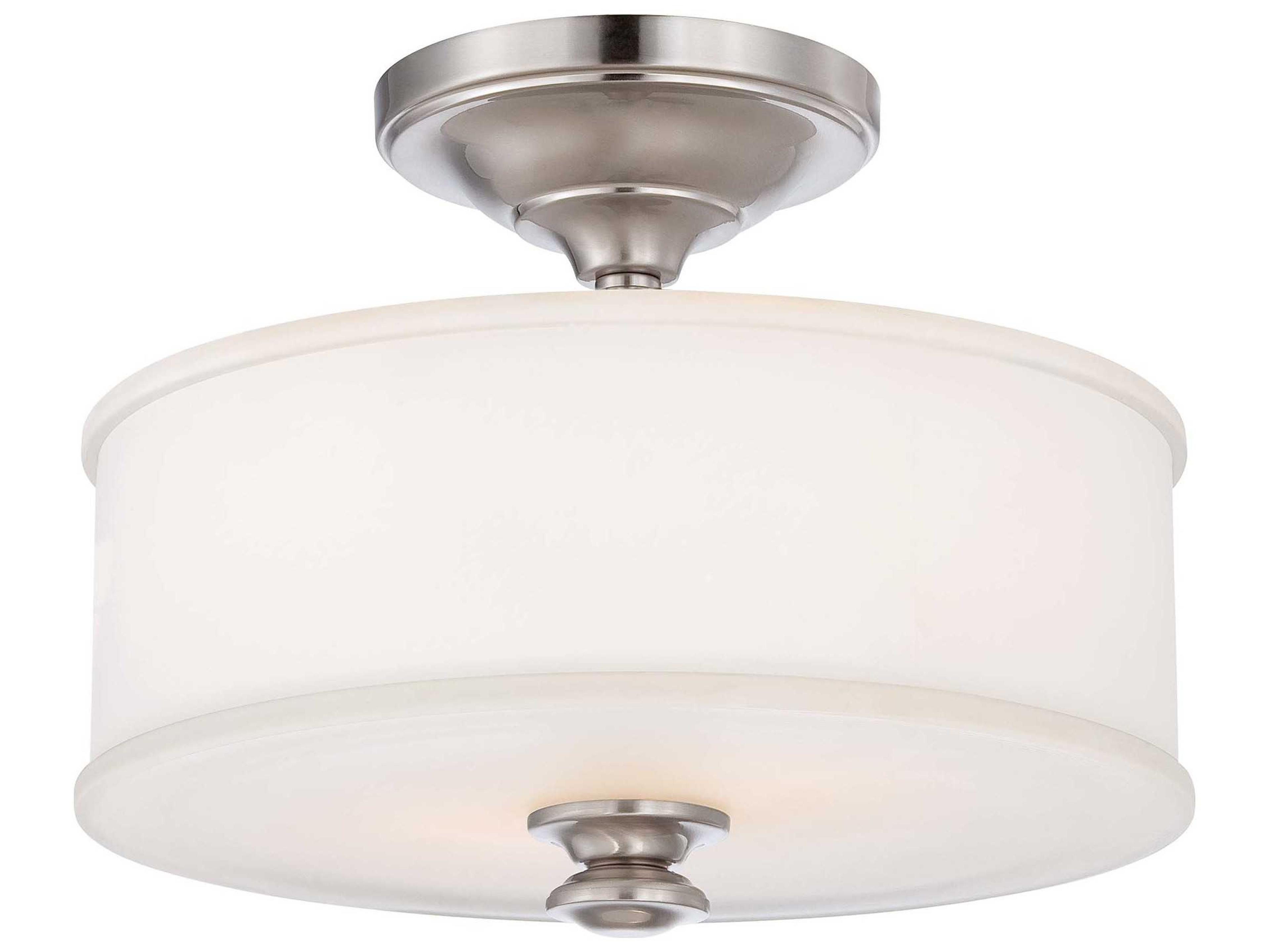 Harbour Point Brushed Nickel Glass LED Dome Drum Semi Flush Mount