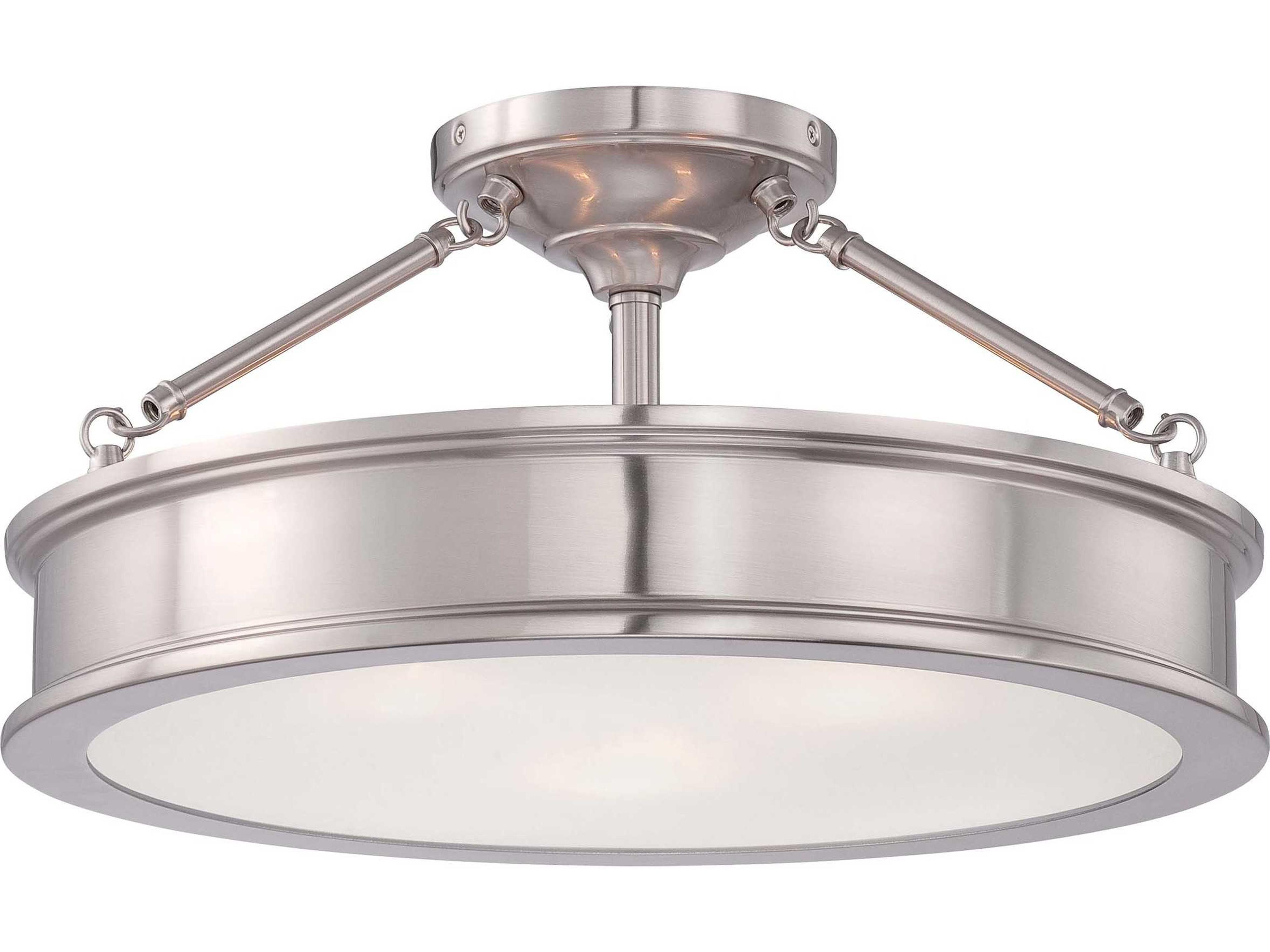 Harbour Point Brushed Nickel Glass Drum Semi Flush Mount