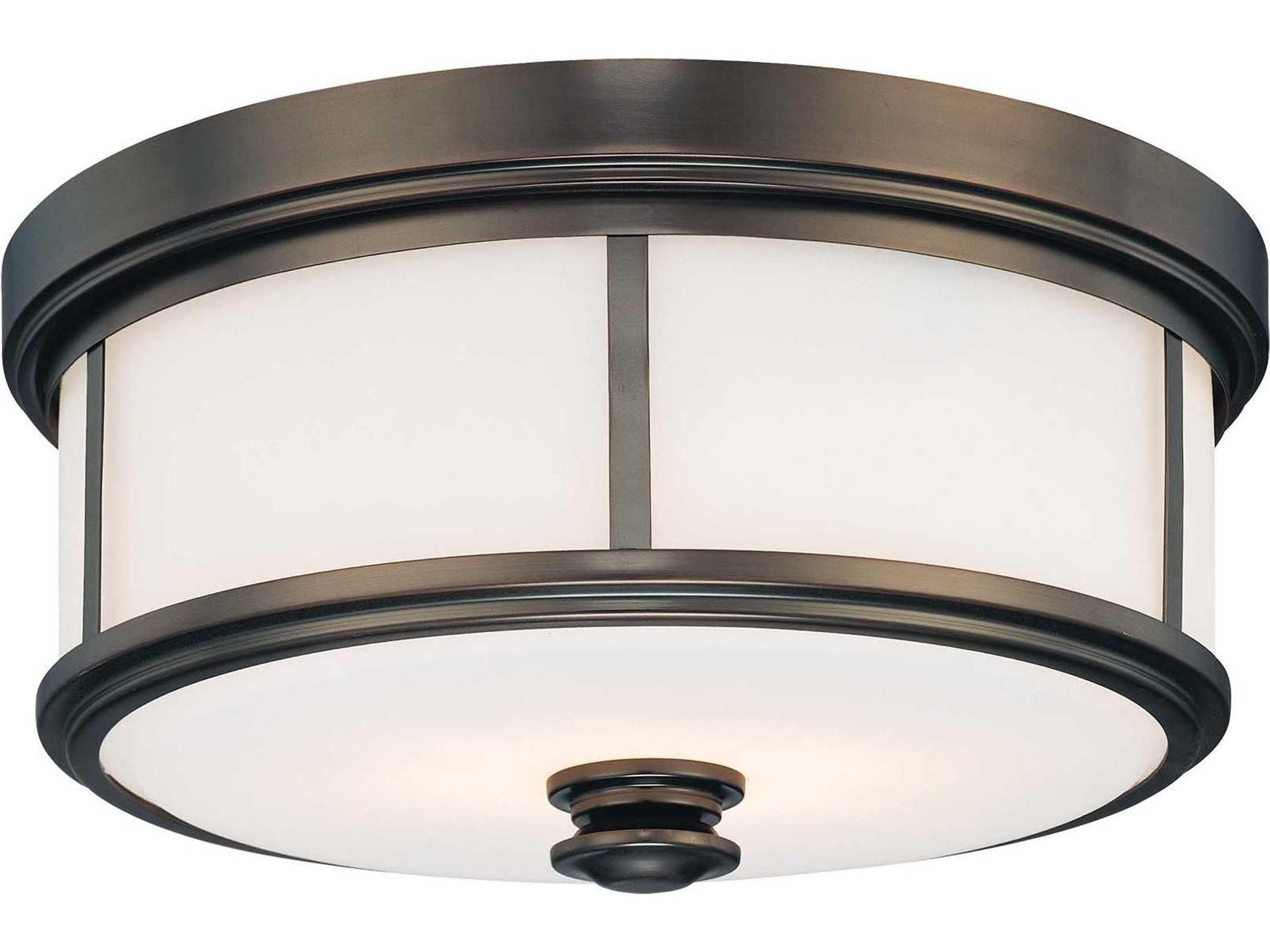 Harvard Court Bronze Glass LED Drum Flush Mount