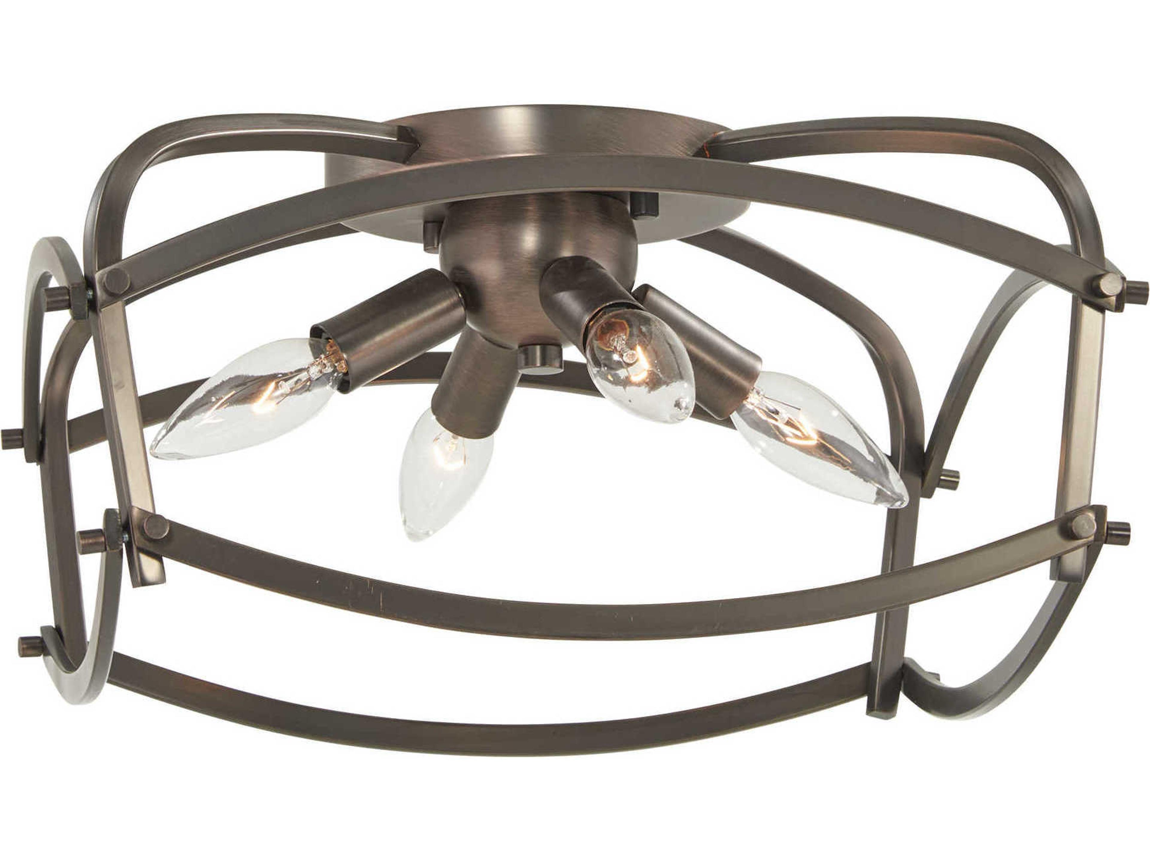 Jupiters Canopy 4-Light Harvard Court Bronze Geometric Flush Mount