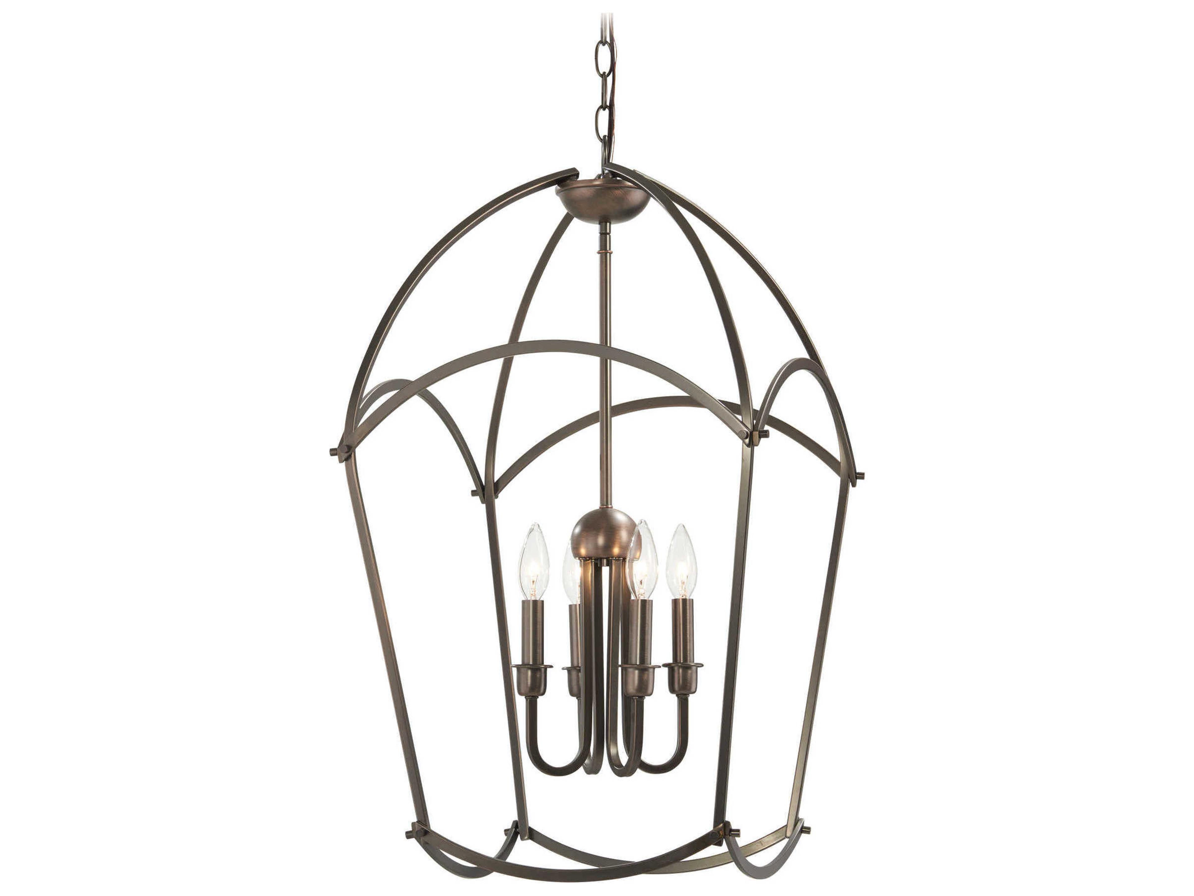 Jupiters Canopy 4-Light Harvard Court Bronze Candelabra Geometric Chandelier