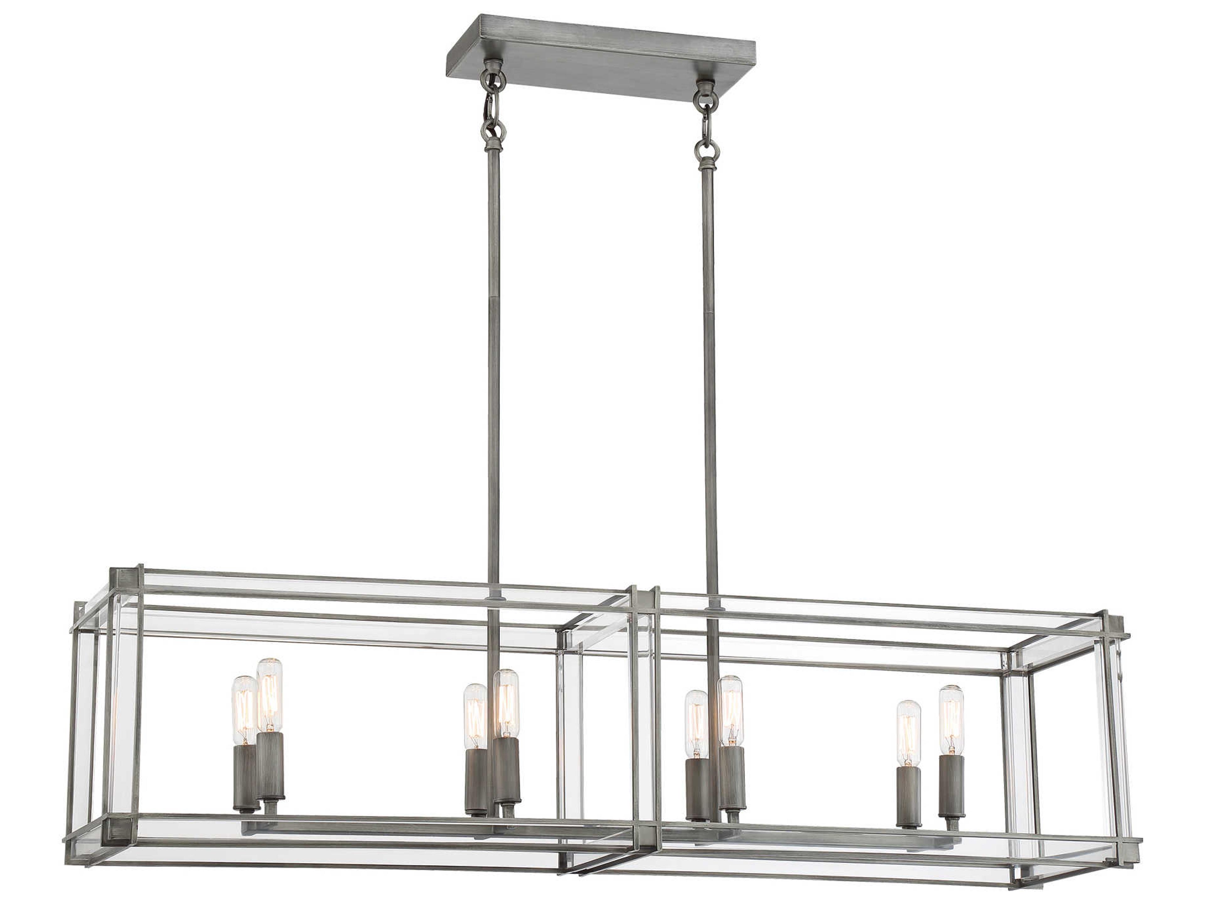 Langen Square 8-Light Nickel Geometric Island Pendant